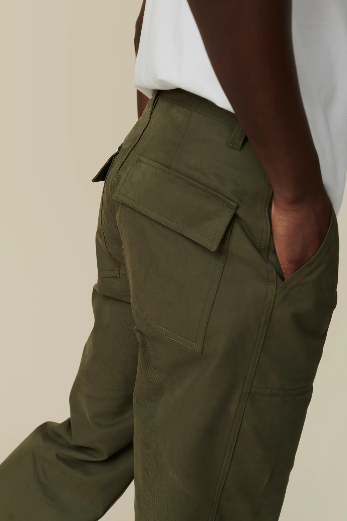 Men's Combat Heavyweight 100% Cotton Twill Trousers - Olive - Image 3