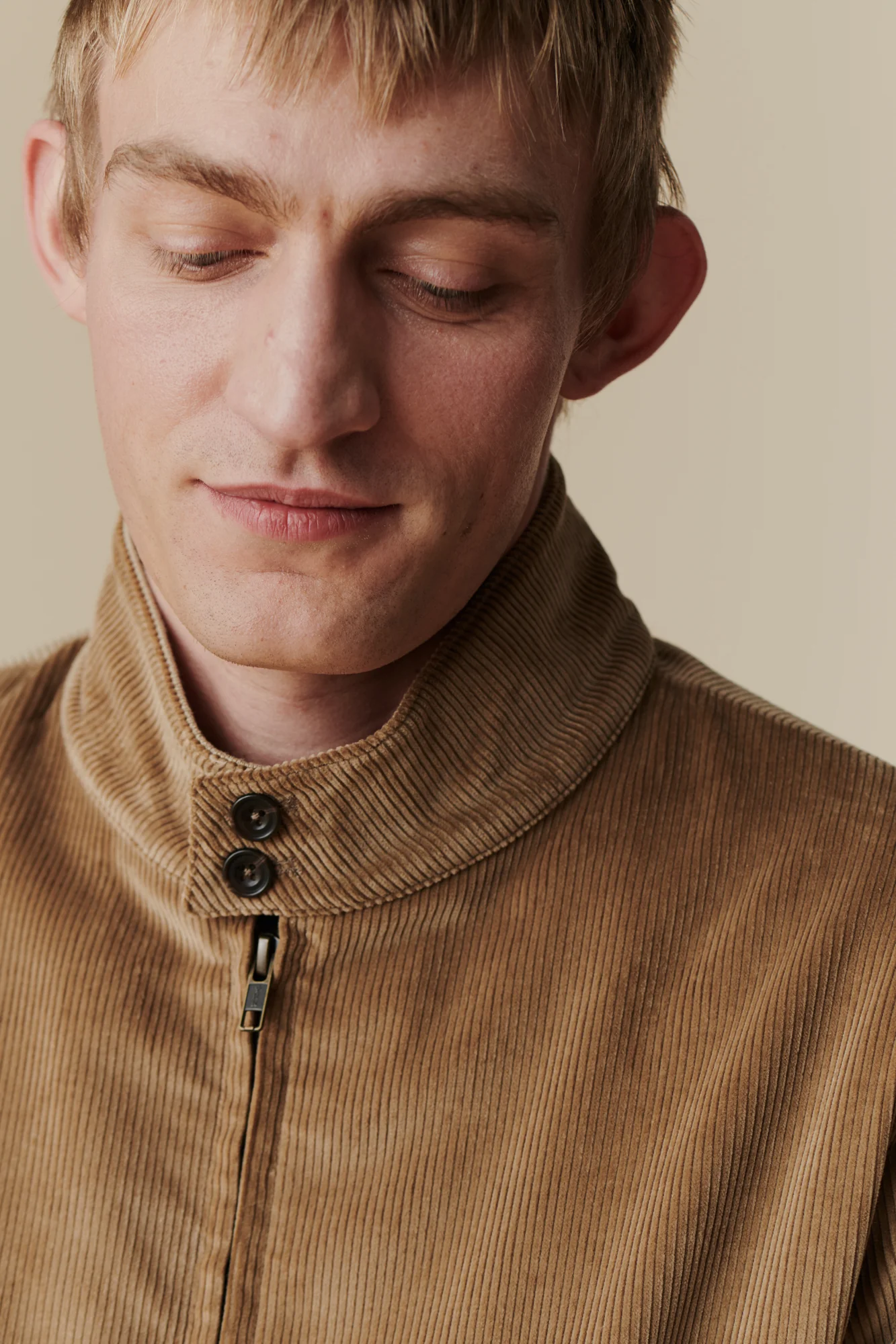 Men's Corduroy Harrington Jacket - Stone - Image 4