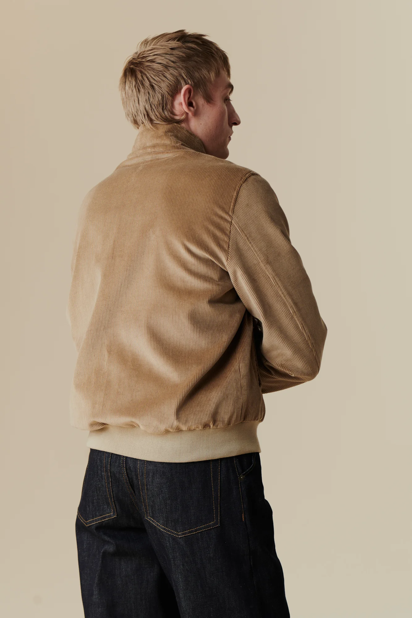 Men's Corduroy Harrington Jacket - Stone - Image 5