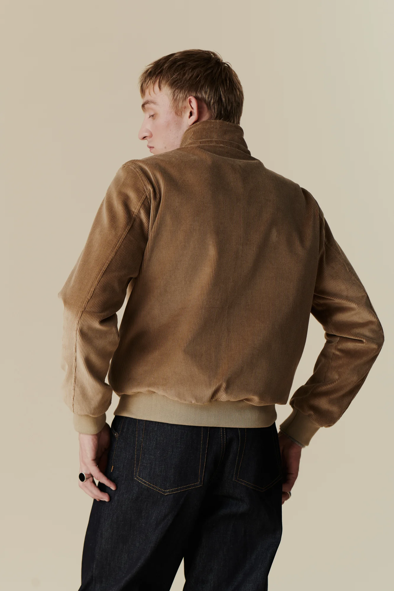 Men's Corduroy Harrington Jacket - Stone - Image 6