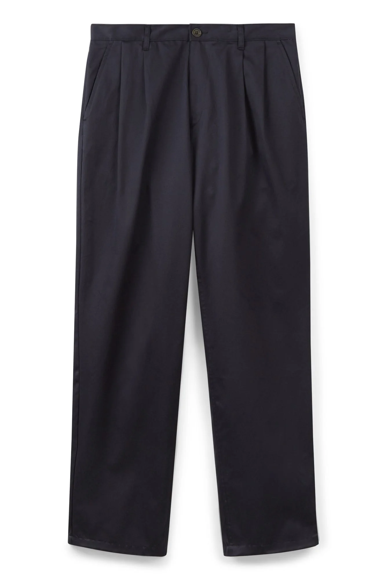 Men's Pleated Lightweight 100% Cotton Twill Chinos - Dark Navy - Image 5