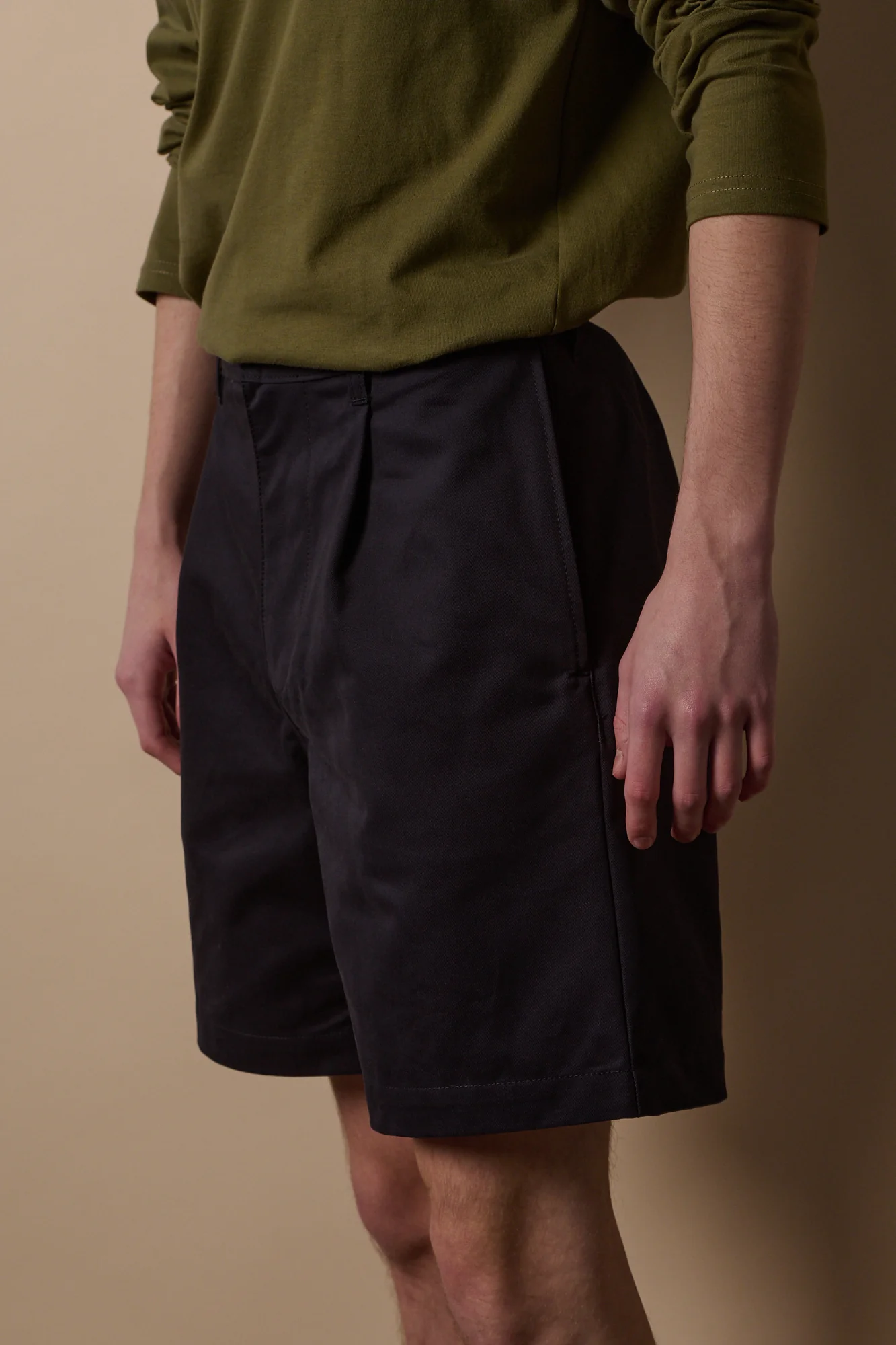 Men's Pleated Shorts - Navy - Image 3