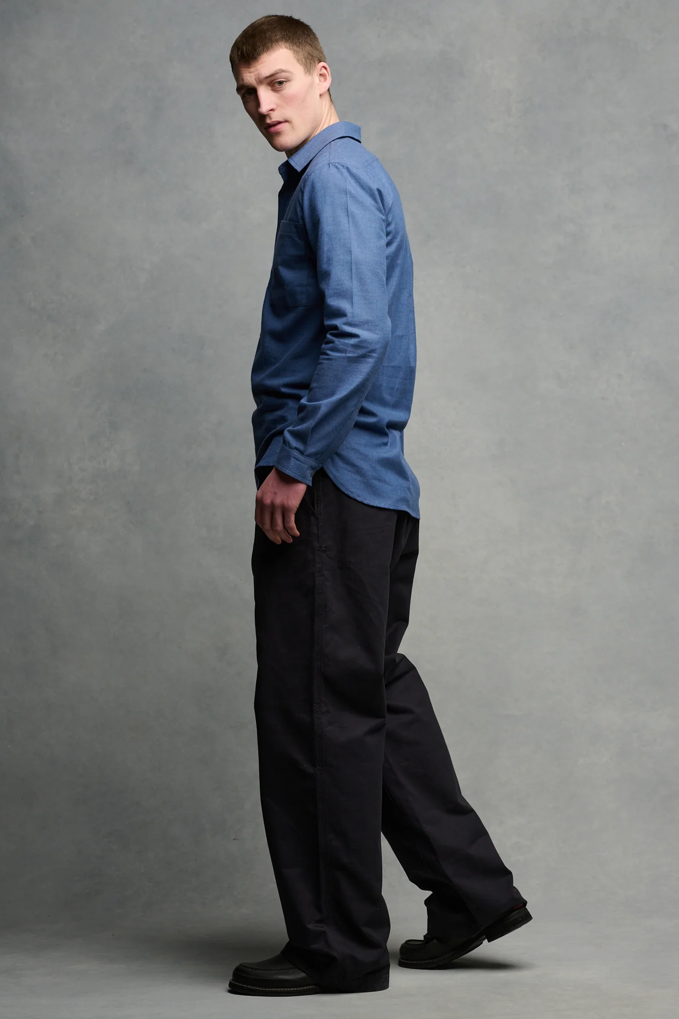 Men's Field Heavyweight 100% Cotton Twill Trousers - Dark Navy - Image 3