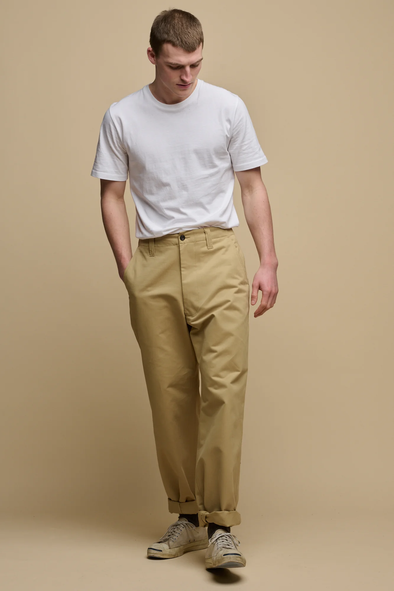 Men's Field Heavyweight 100% Cotton Twill Trousers - Stone - Image 3