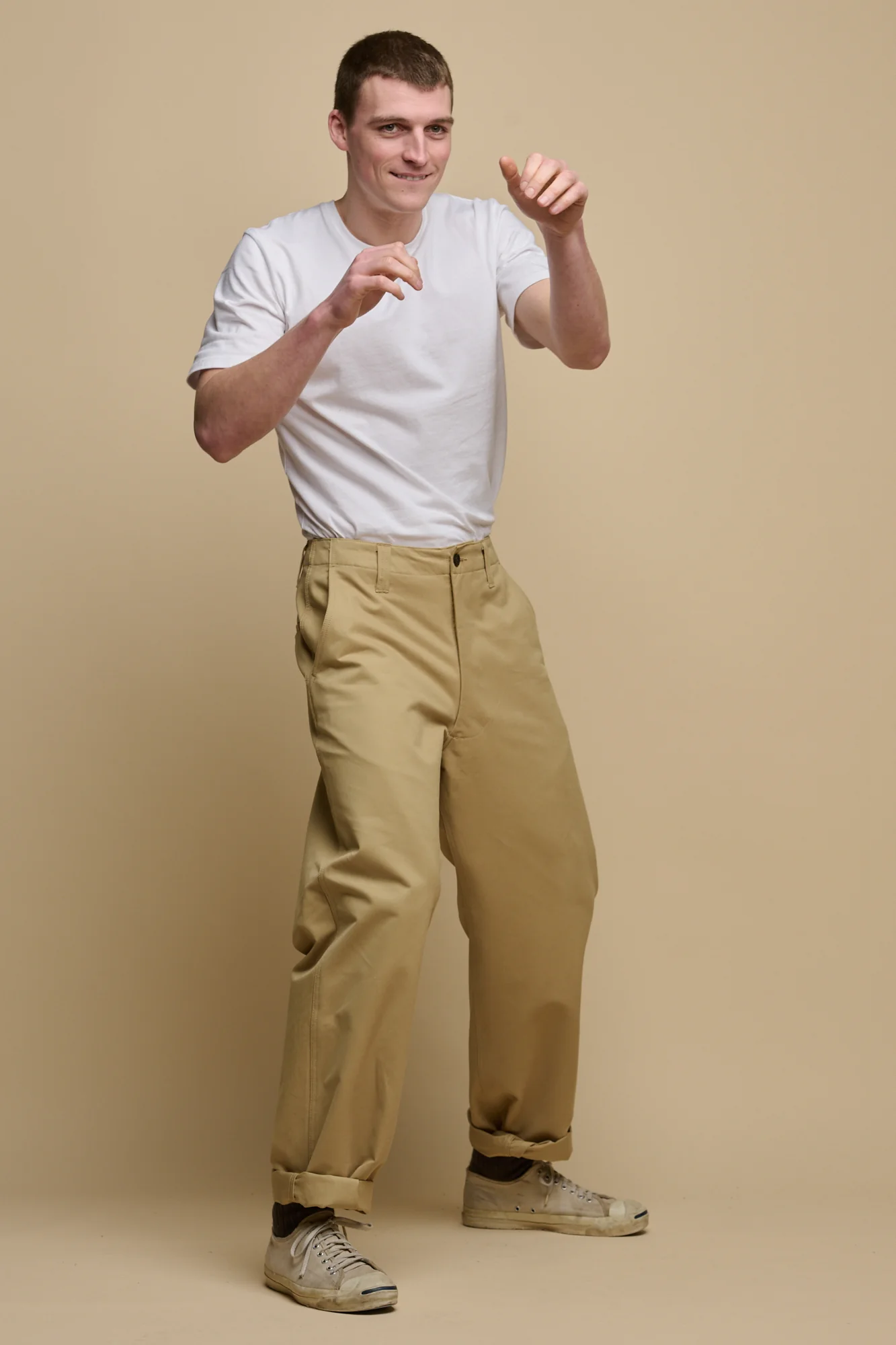 Men's Field Heavyweight 100% Cotton Twill Trousers - Stone - Image 4
