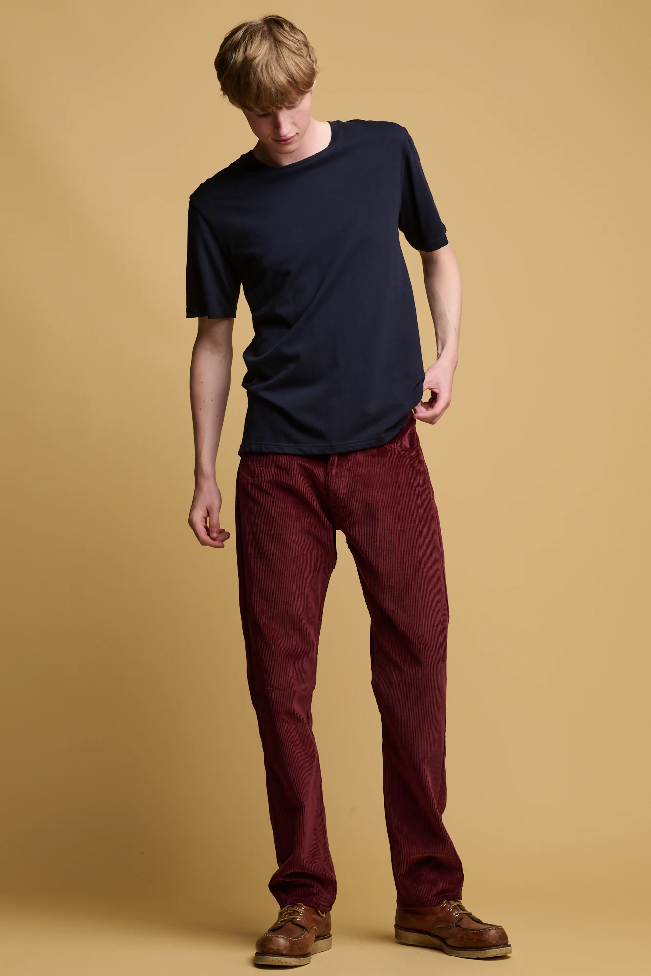 Barry Slim Corduroy Five Pocket Jean - Burgundy - Image 4