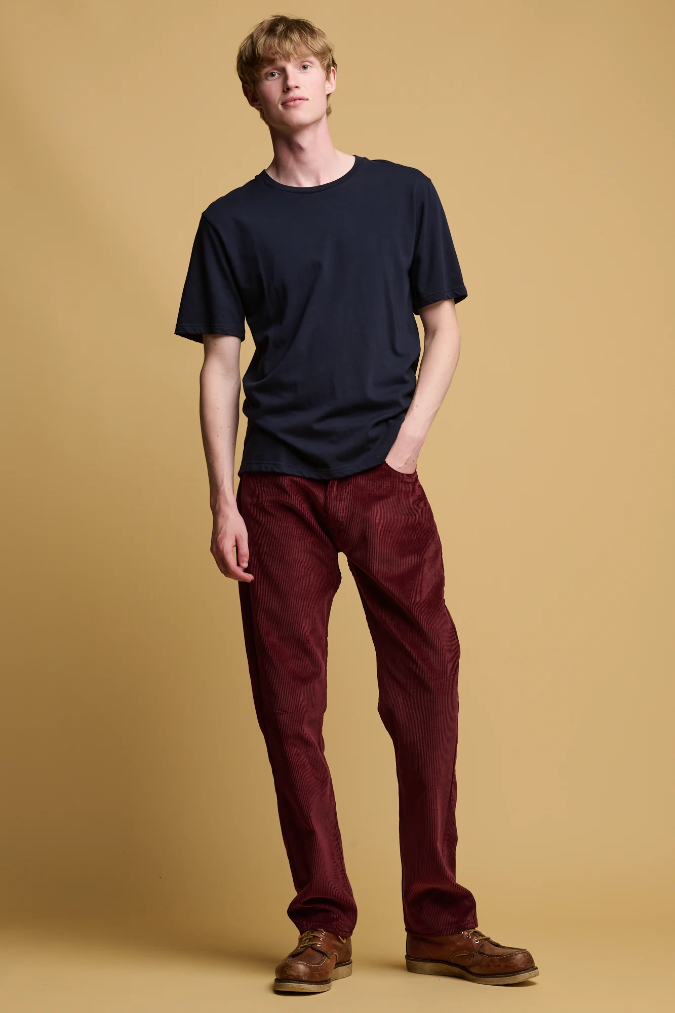 Barry Slim Corduroy Five Pocket Jean - Burgundy - Image 5