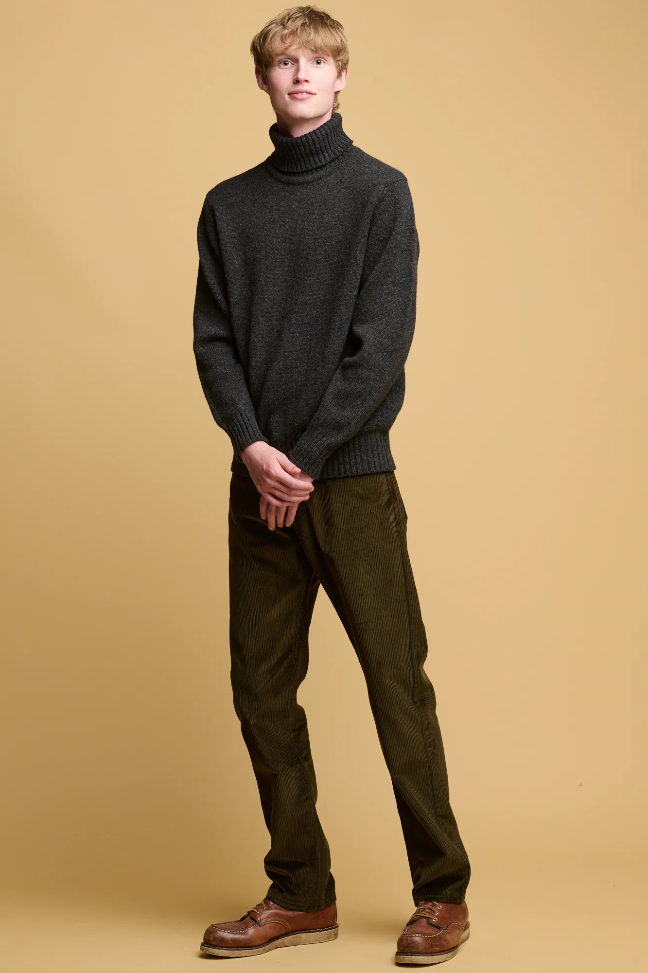 Barry Slim Corduroy Five Pocket Jean - Dark Olive - Image 4