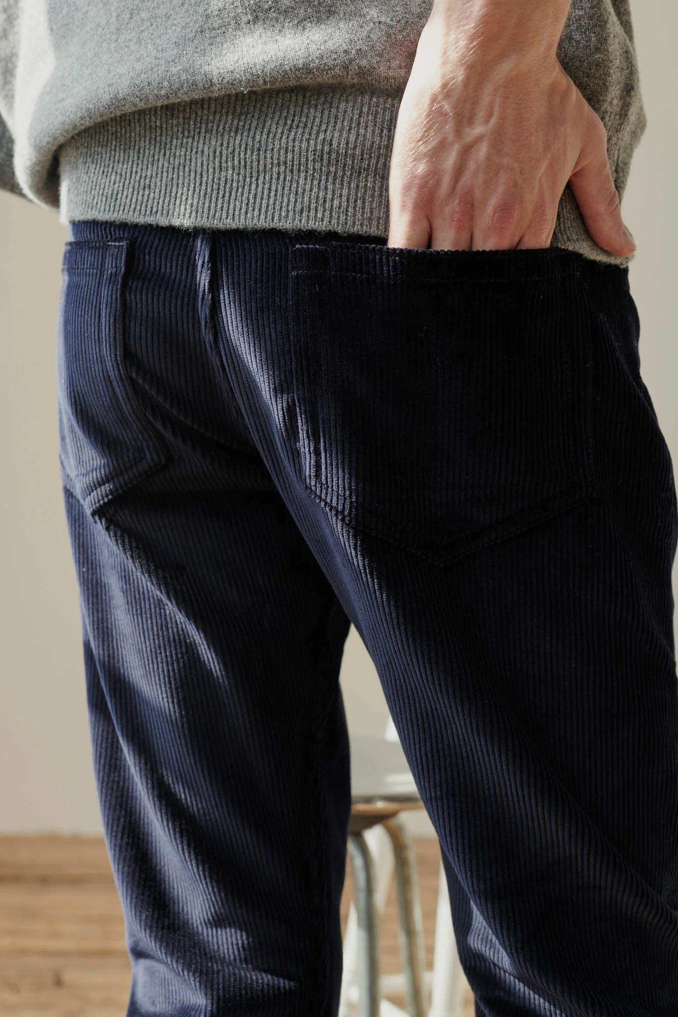 Barry Slim Corduroy Five Pocket Jean - Navy