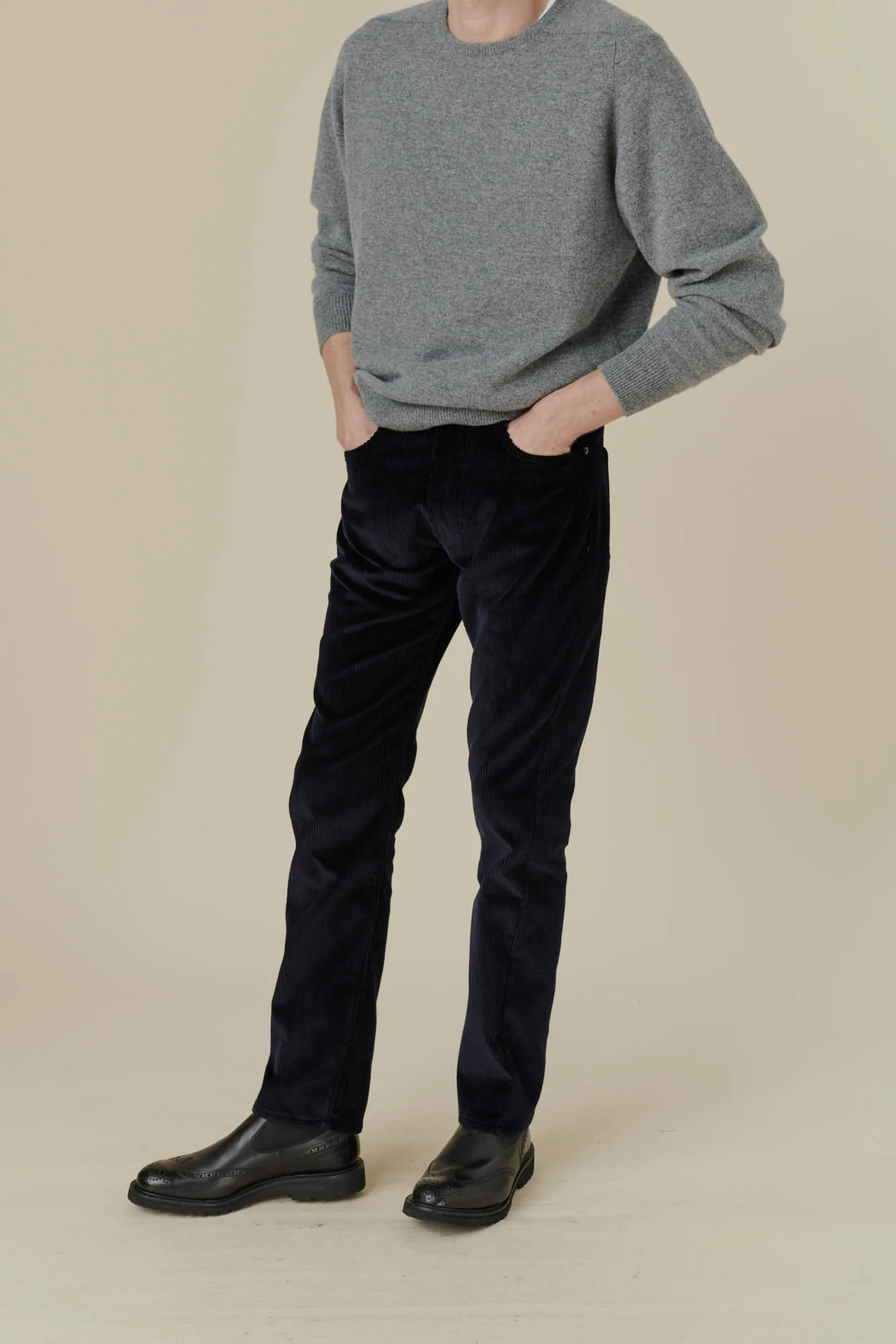Barry Slim Corduroy Five Pocket Jean - Navy - Image 5