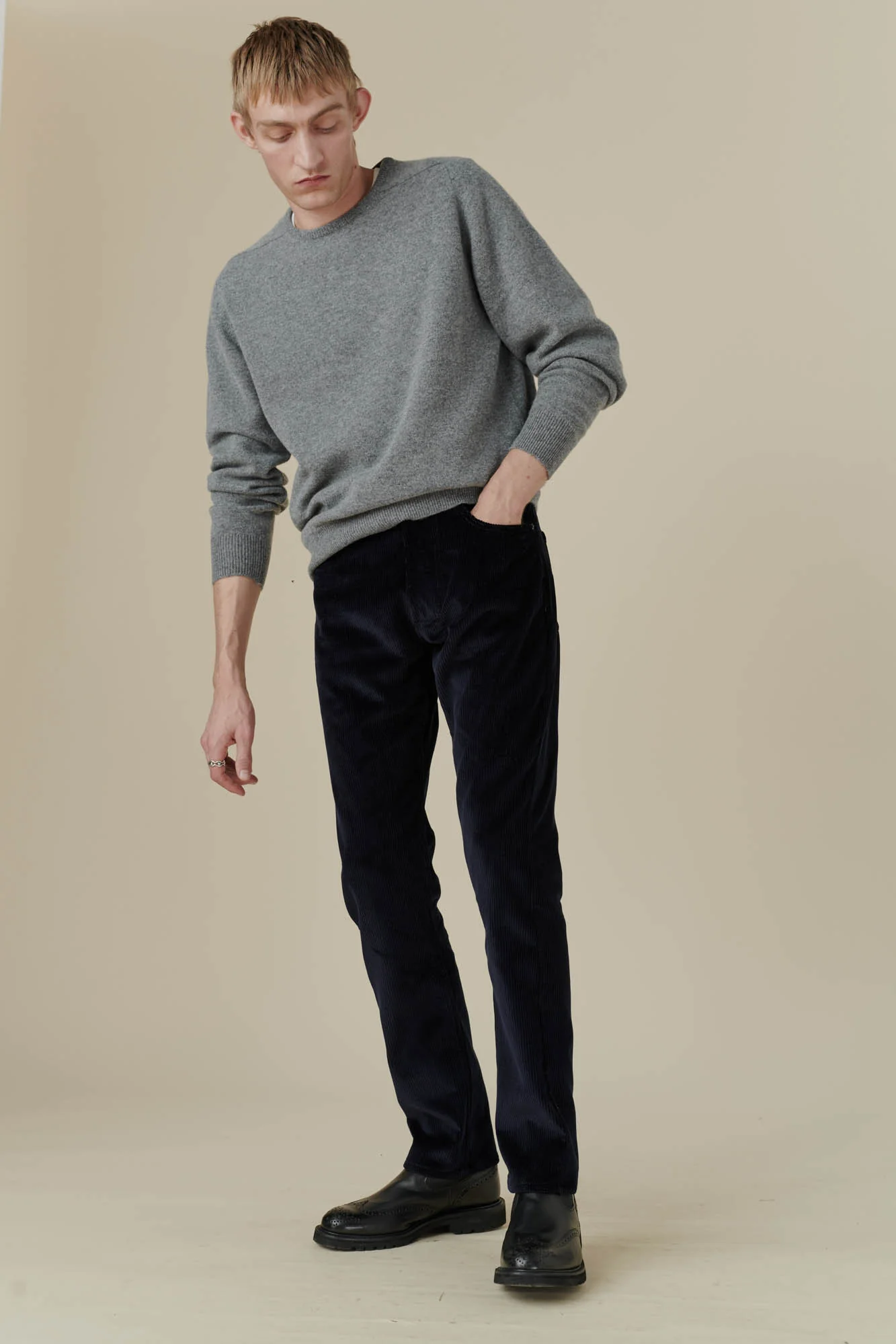 Barry Slim Corduroy Five Pocket Jean - Navy - Image 6