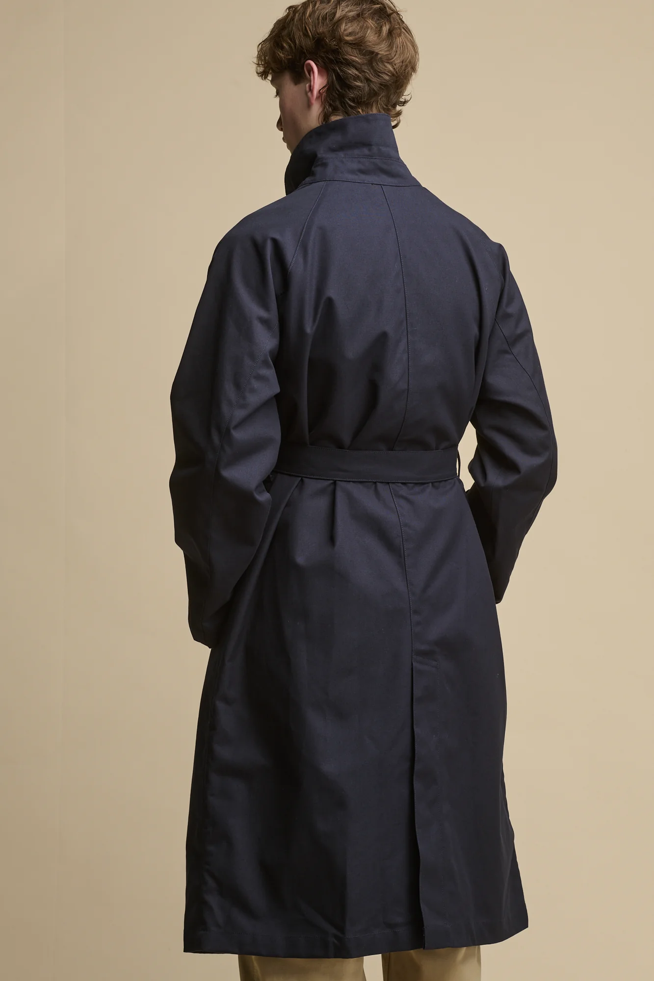 Men's Frank Belted Raglan Raincoat - Navy - Image 4