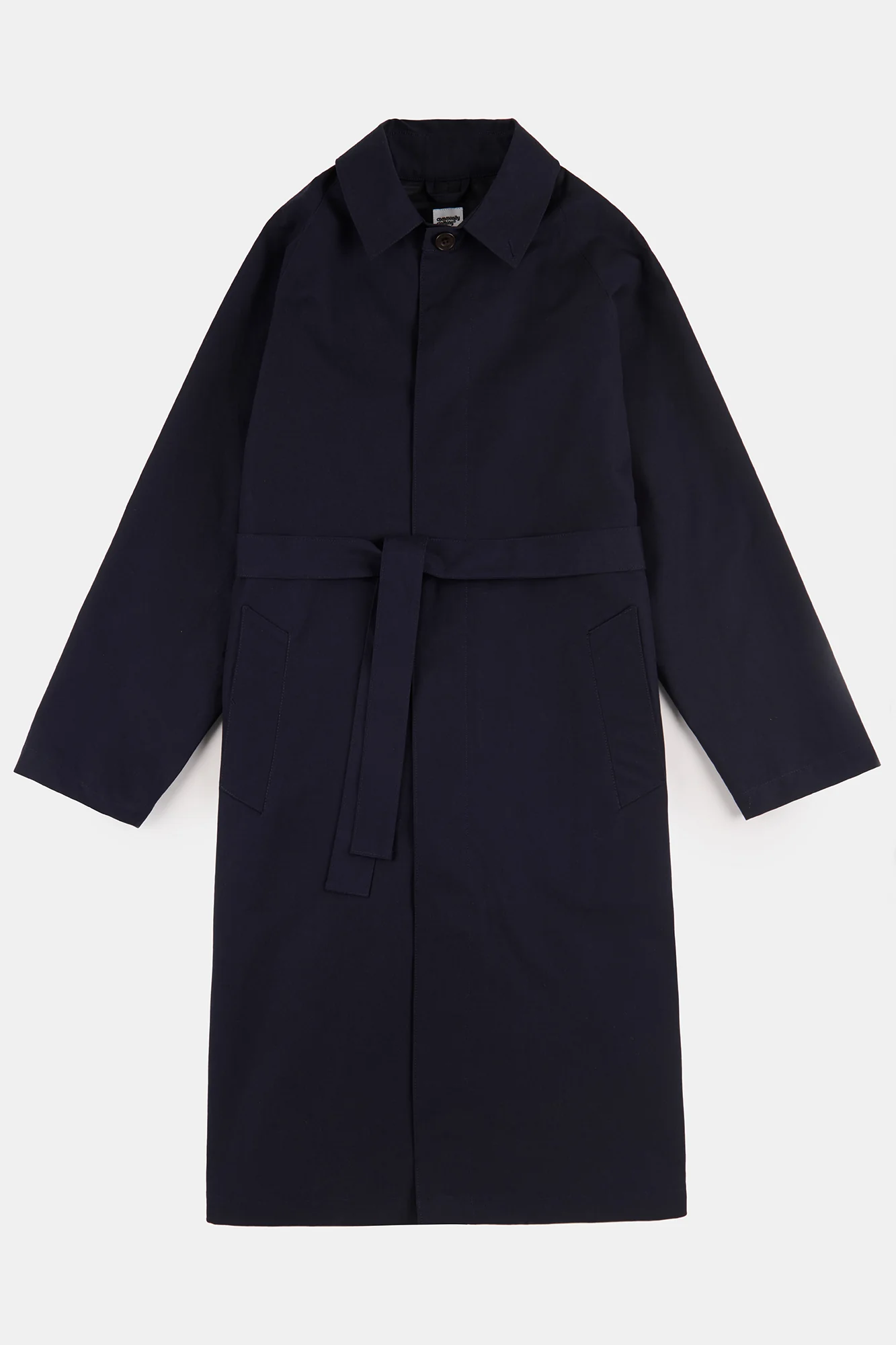 Men's Frank Belted Raglan Raincoat - Navy - Image 6