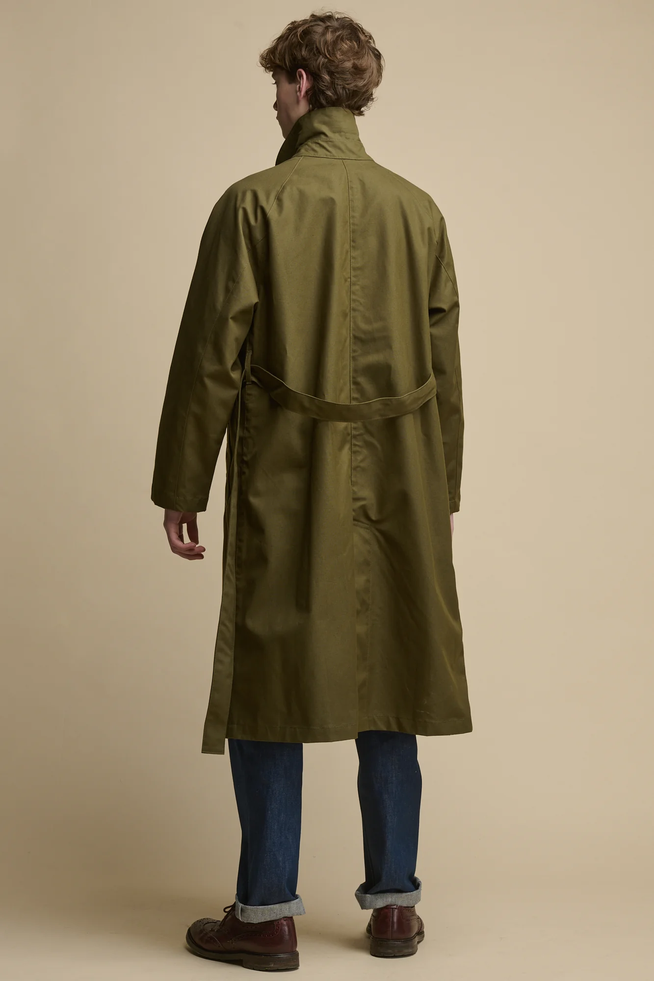 Men's Frank Belted Raglan Raincoat - Olive - Image 4