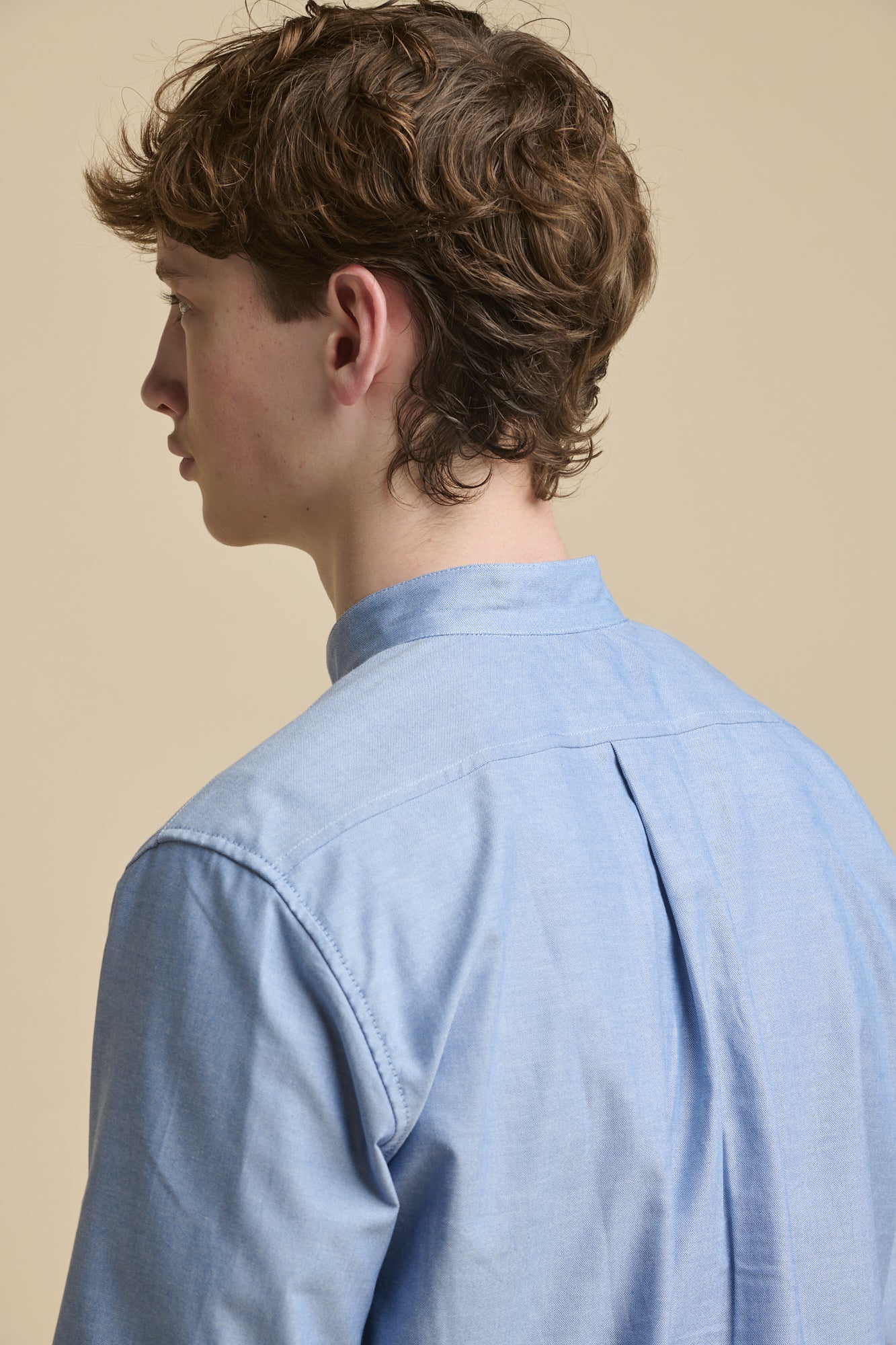 Men's George Lightweight Collarless Overshirt - Light Blue - Image 5