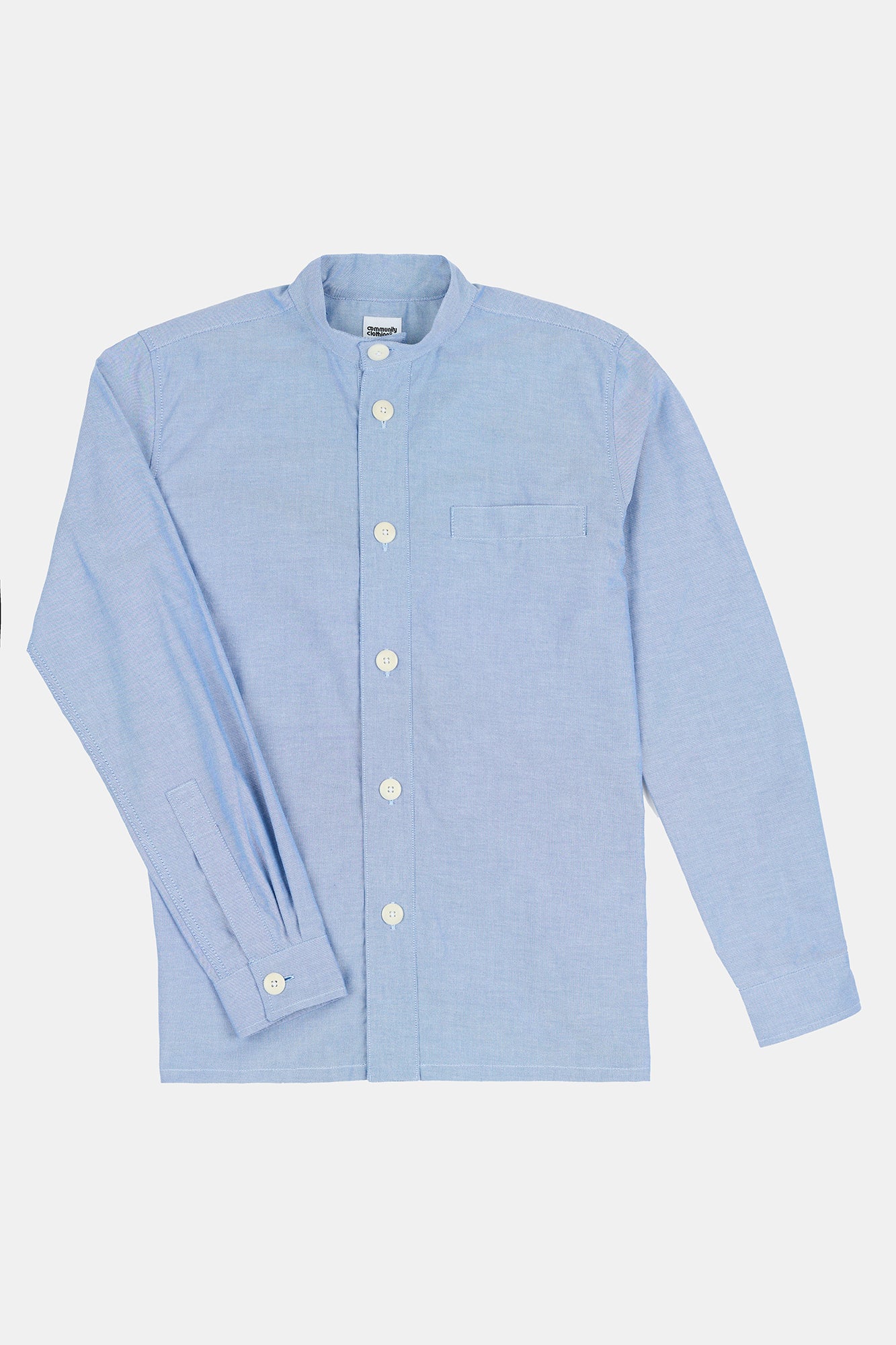 Men's George Lightweight Collarless Overshirt - Light Blue - Image 6