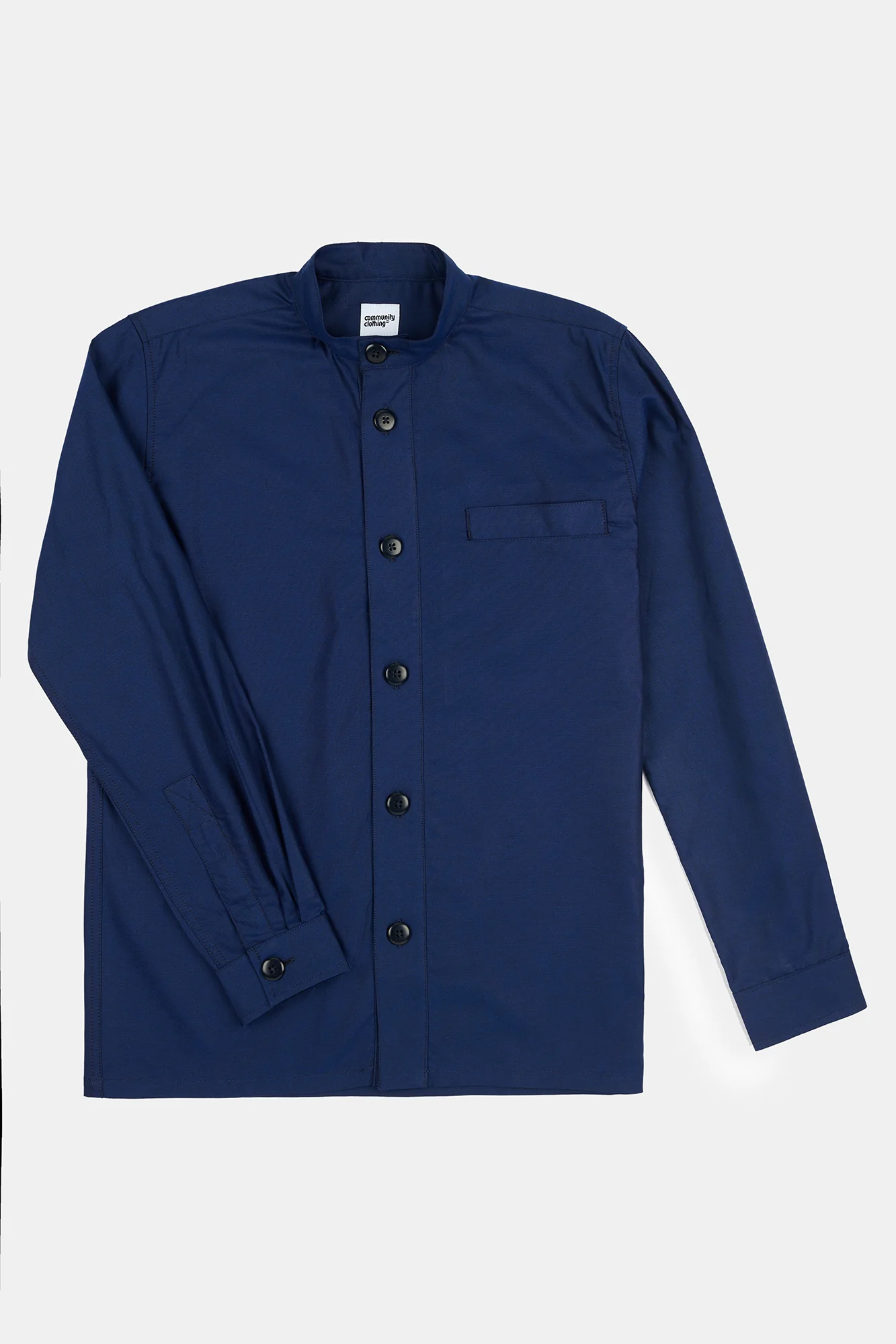 Men's George Lightweight Collarless Overshirt - Navy - Image 5