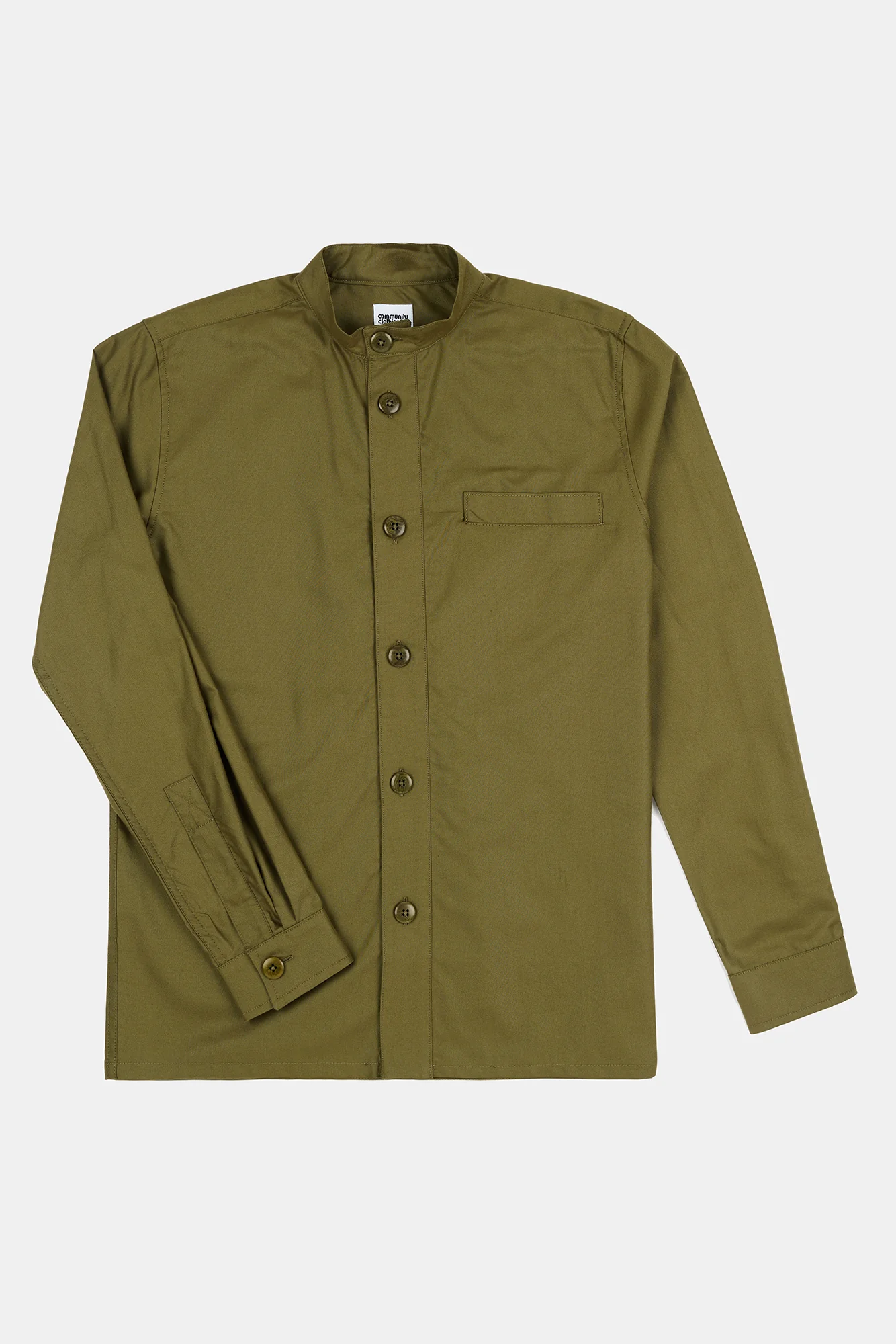Men's George Lightweight Collarless Overshirt - Olive - Image 6