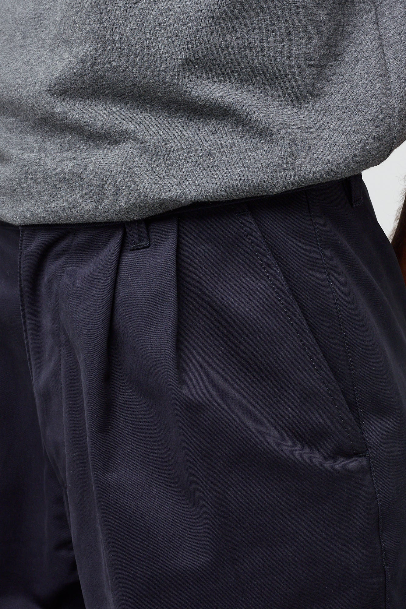 Men's Pleated Heavyweight 100% Cotton Twill Chinos - Dark Navy - Image 4