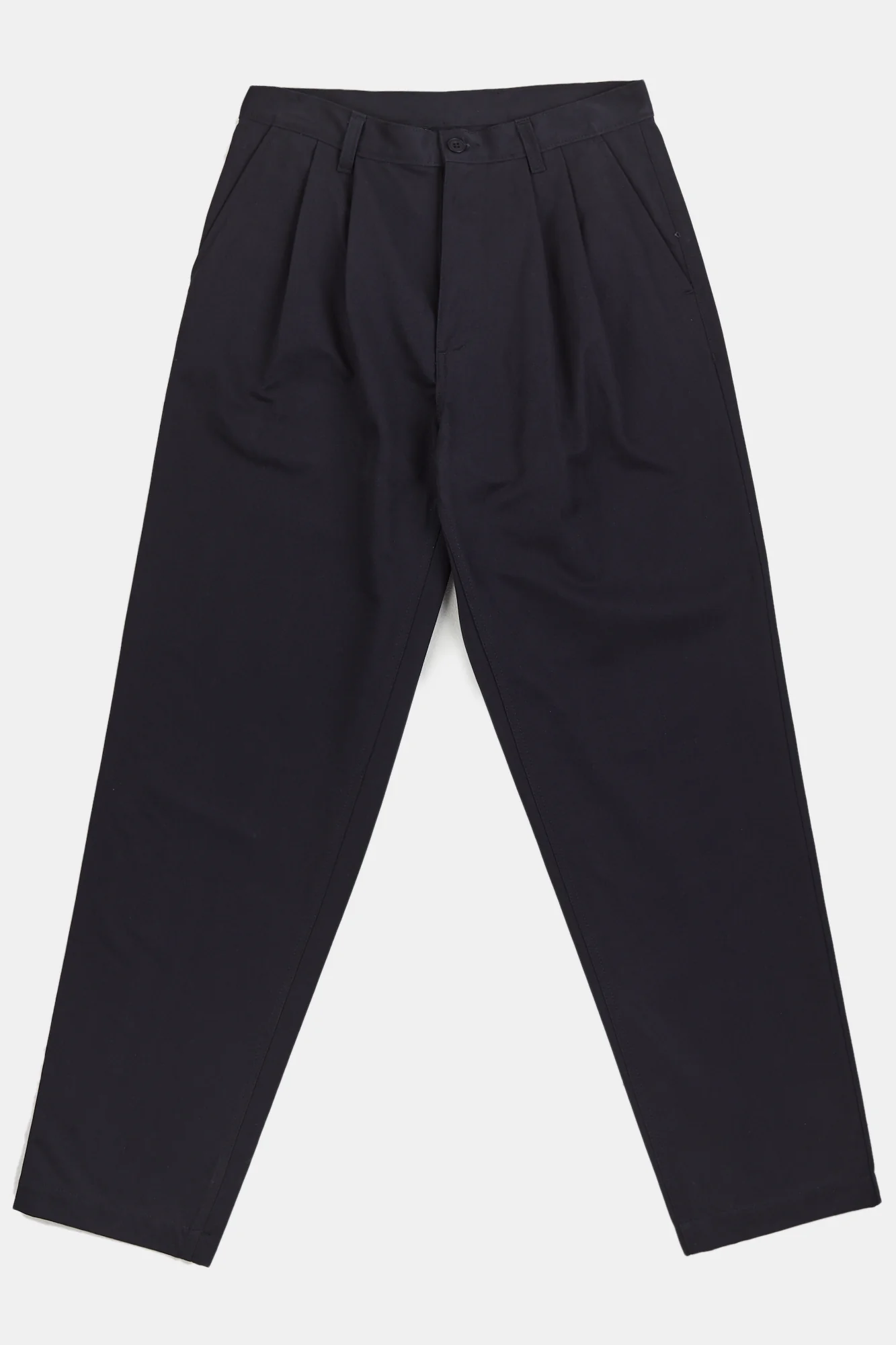 Men's Pleated Heavyweight 100% Cotton Twill Chinos - Dark Navy - Image 6