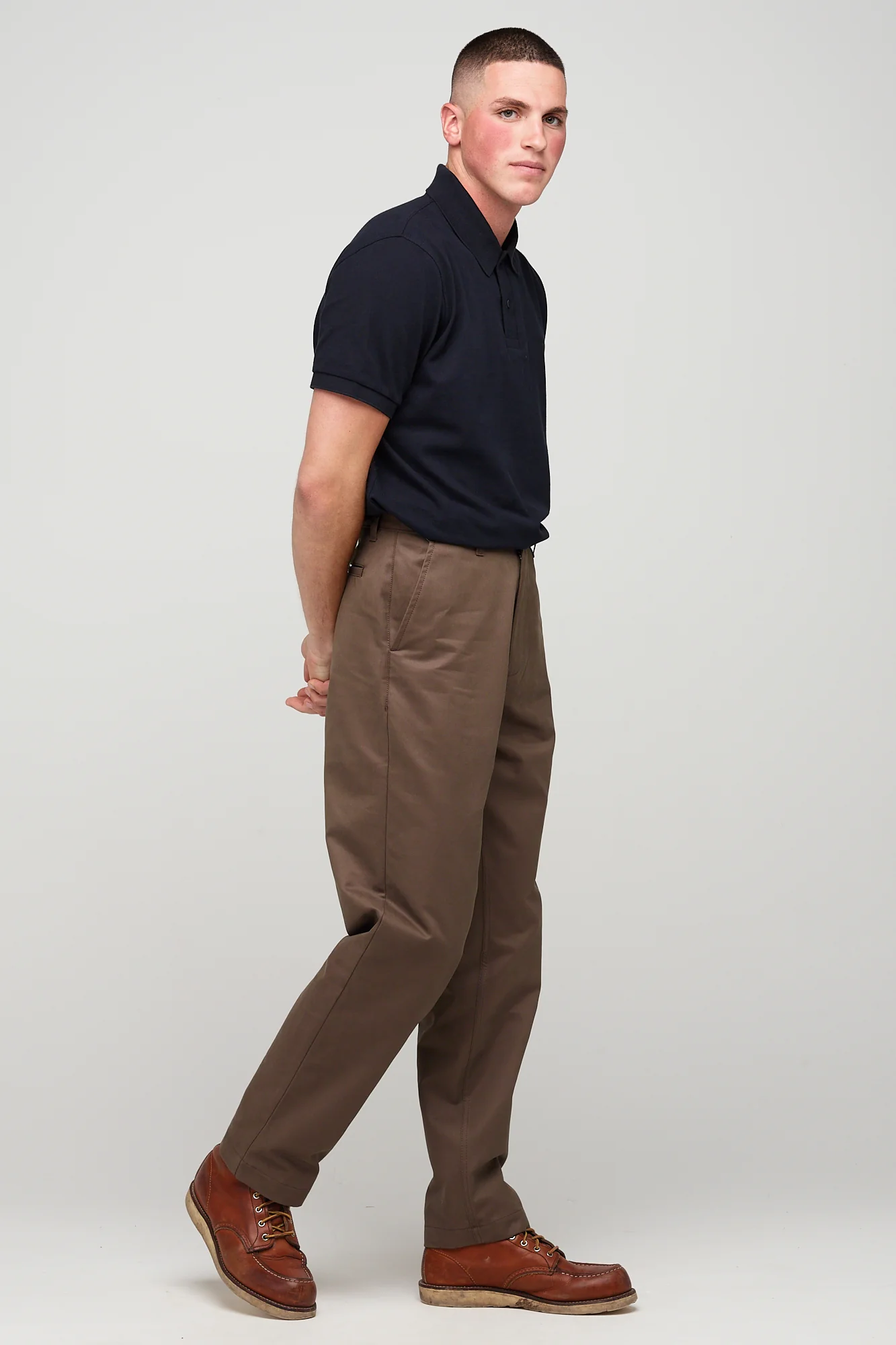 Men's Relaxed Heavyweight 100% Cotton Twill Chinos - Brown - Image 3