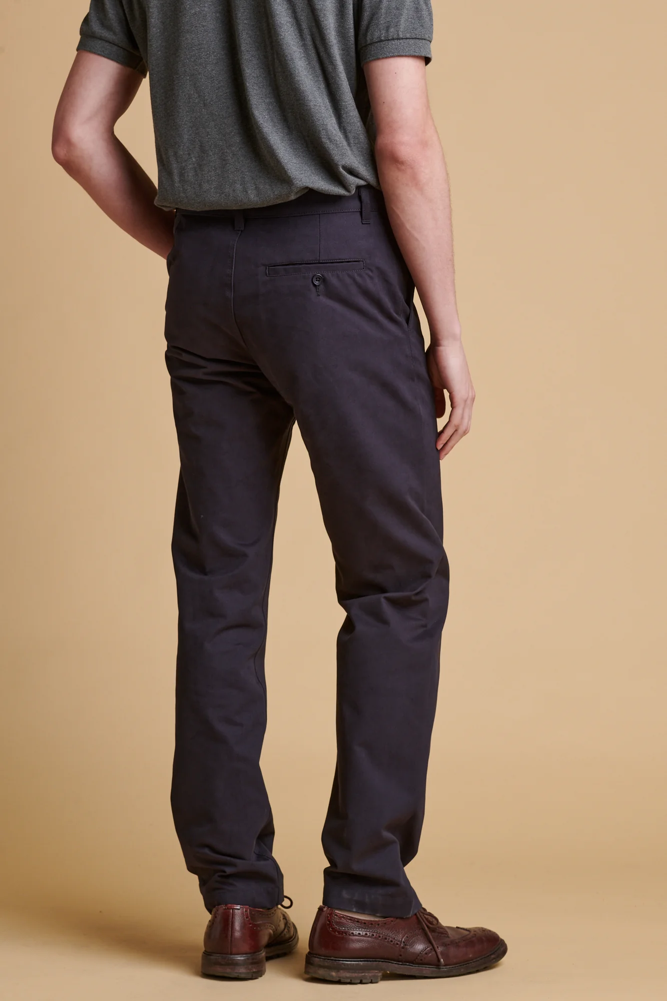 Men's Slim Heavyweight 100% Cotton Twill Chinos- Dark Navy - Image 2