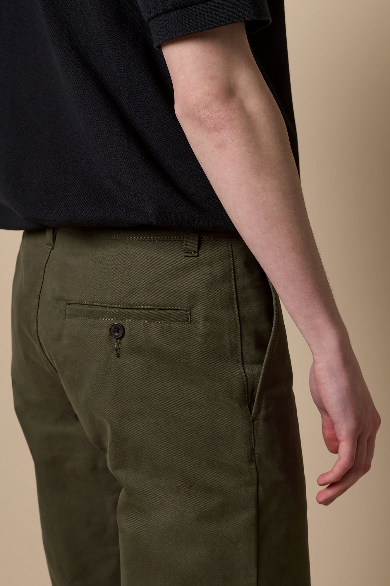 Men's Slim Heavyweight 100% Cotton Twill Chinos - Olive - Image 2