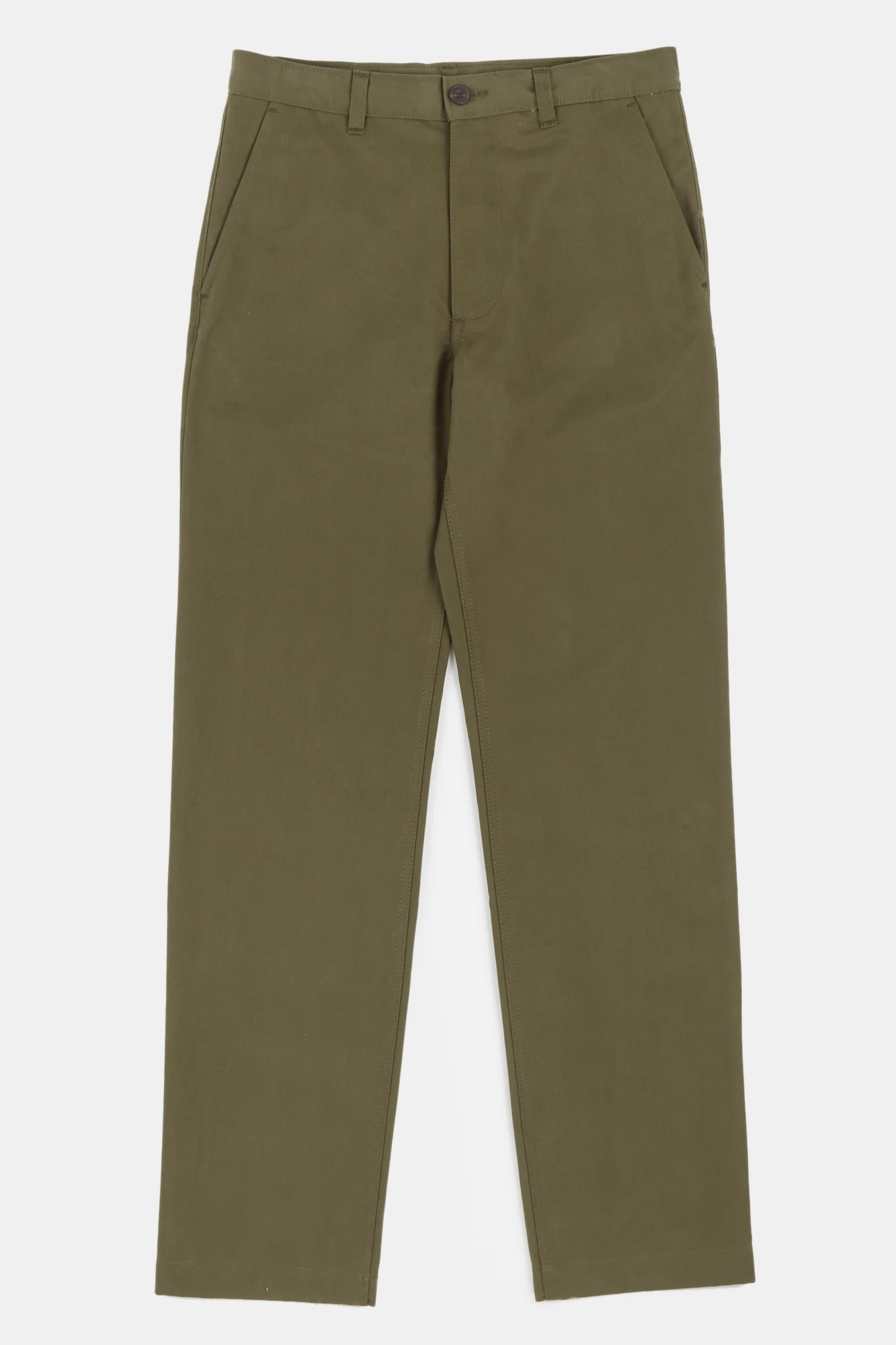 Men's Slim Heavyweight 100% Cotton Twill Chinos - Olive - Image 5