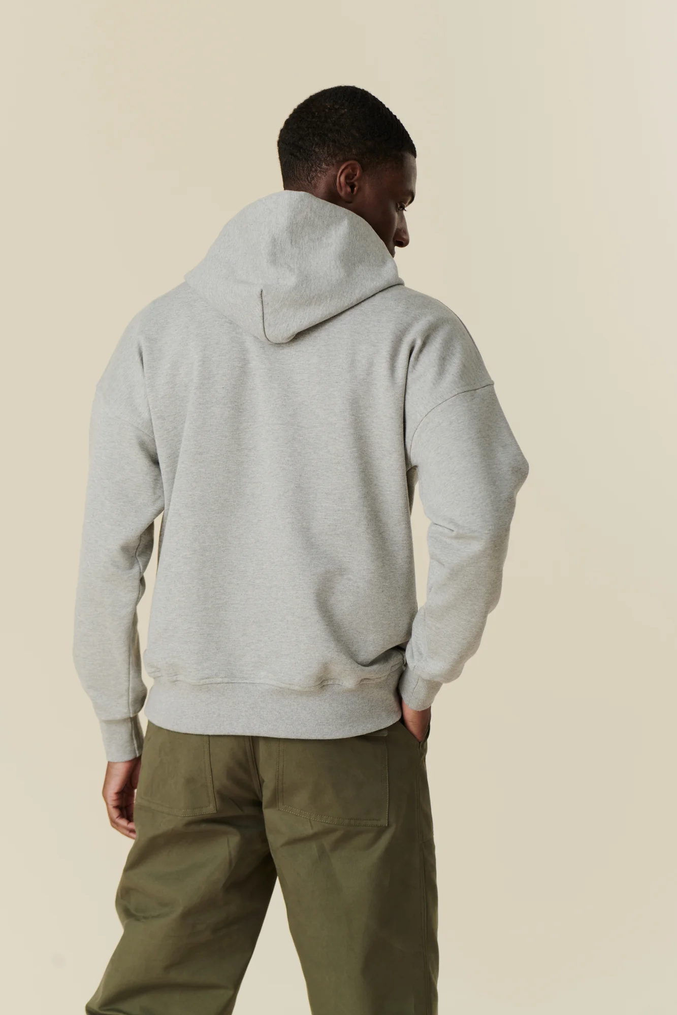 Men's Hooded Sweatshirt - Grey Marl - Image 3