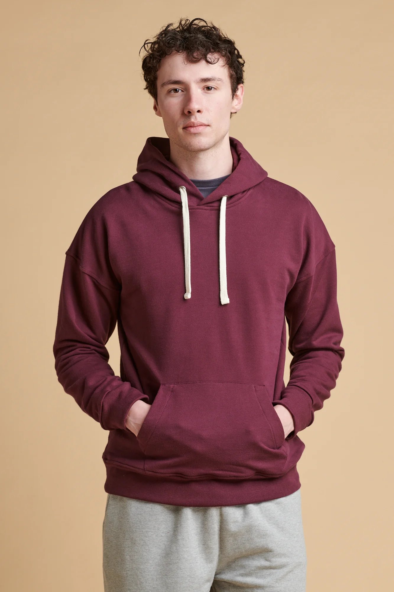 Men's Hooded Sweatshirt - Plum - Image 3