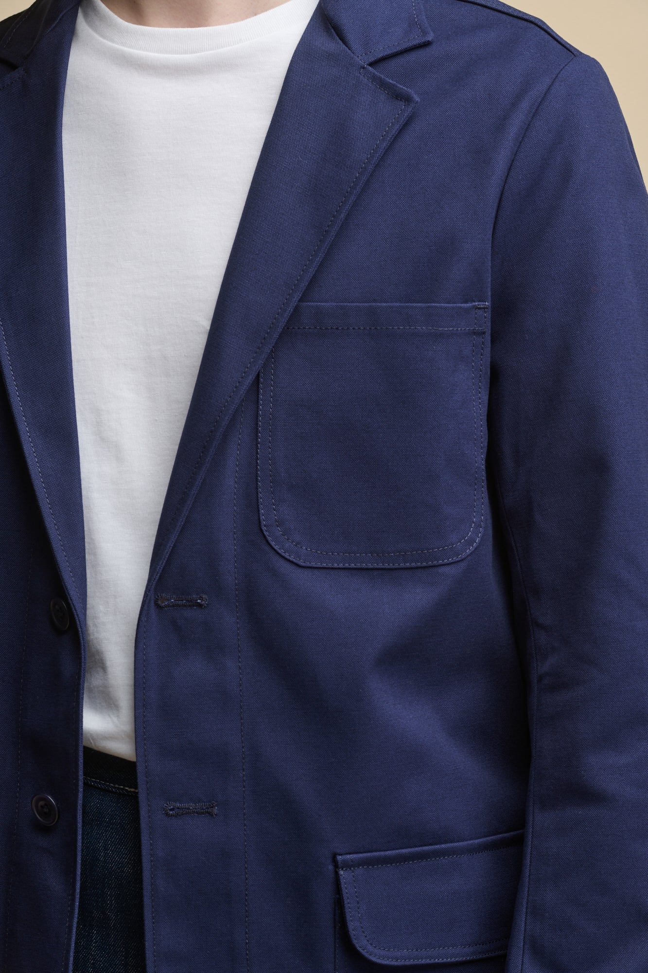 Men's James Single Breasted Canvas Blazer - Navy - Image 3