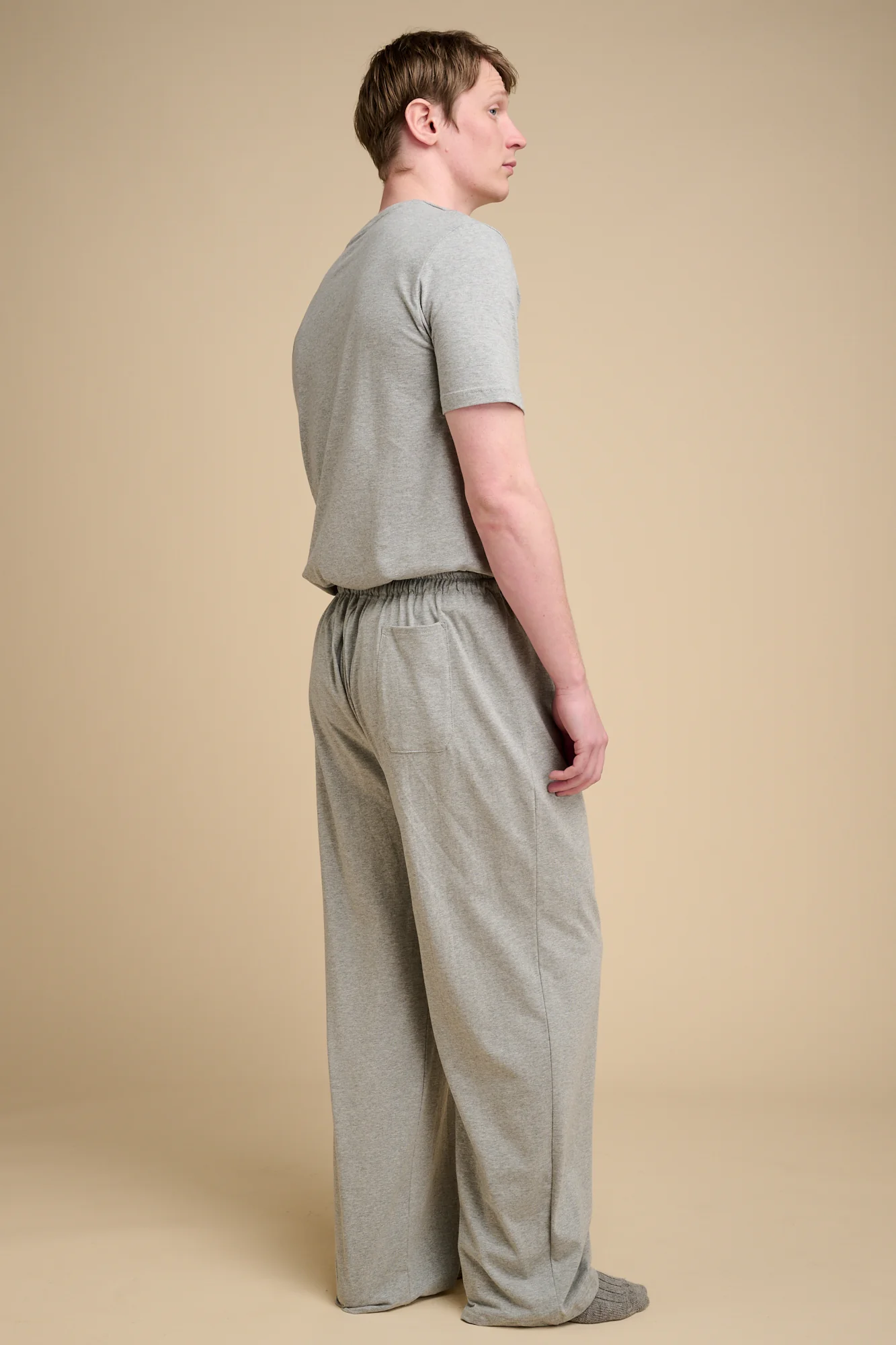 Mens Jersey Pyjama Trousers Plastic Free - Grey - Image 3