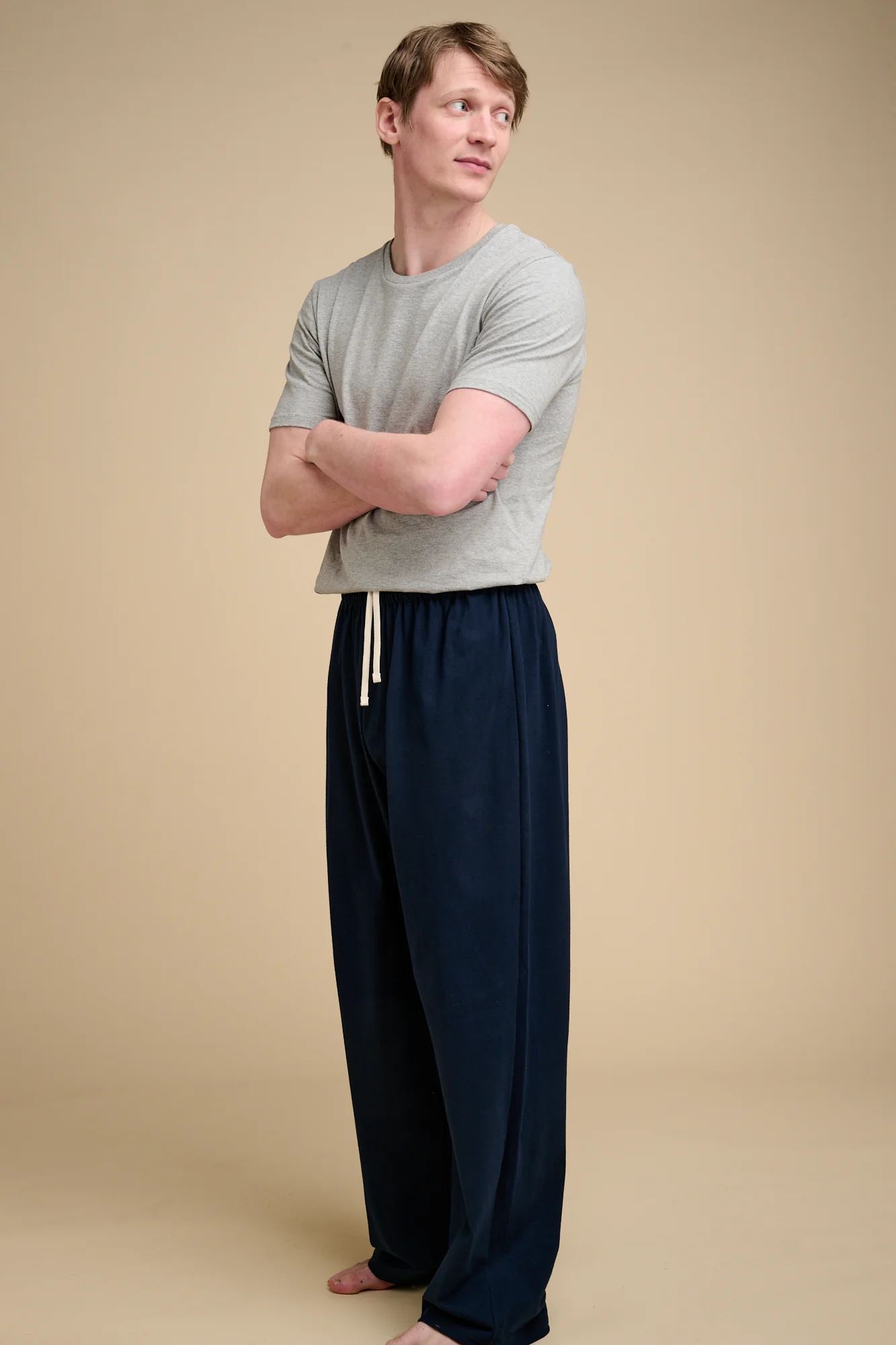 Mens Jersey Pyjama Trousers Plastic Free - Navy - Image 3