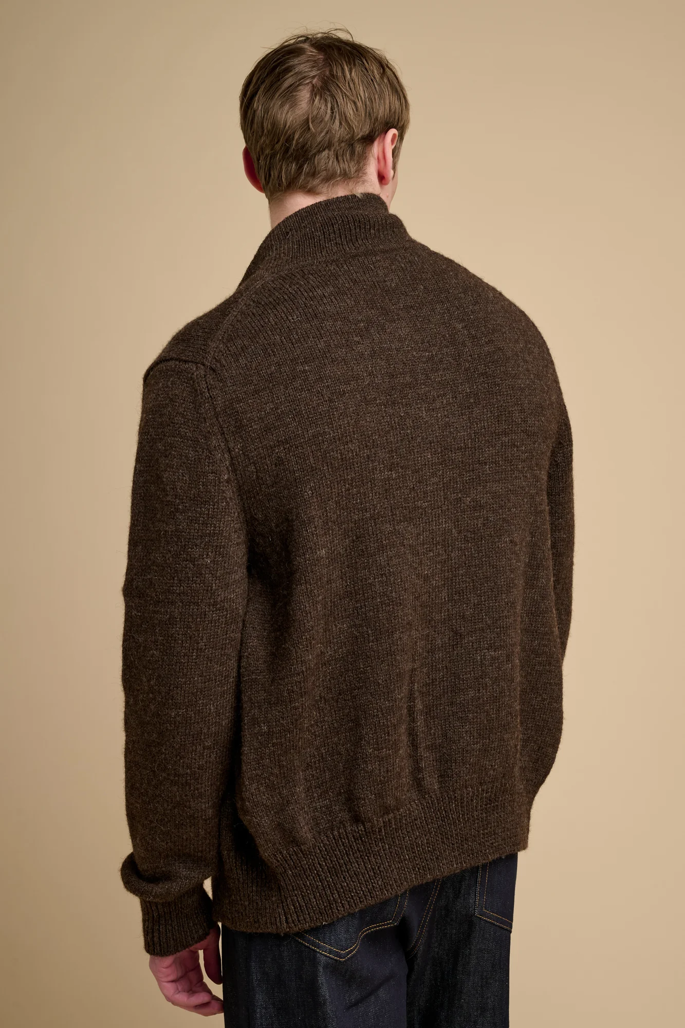 Mens Austwick Knitted Jacket Brown - Image 3