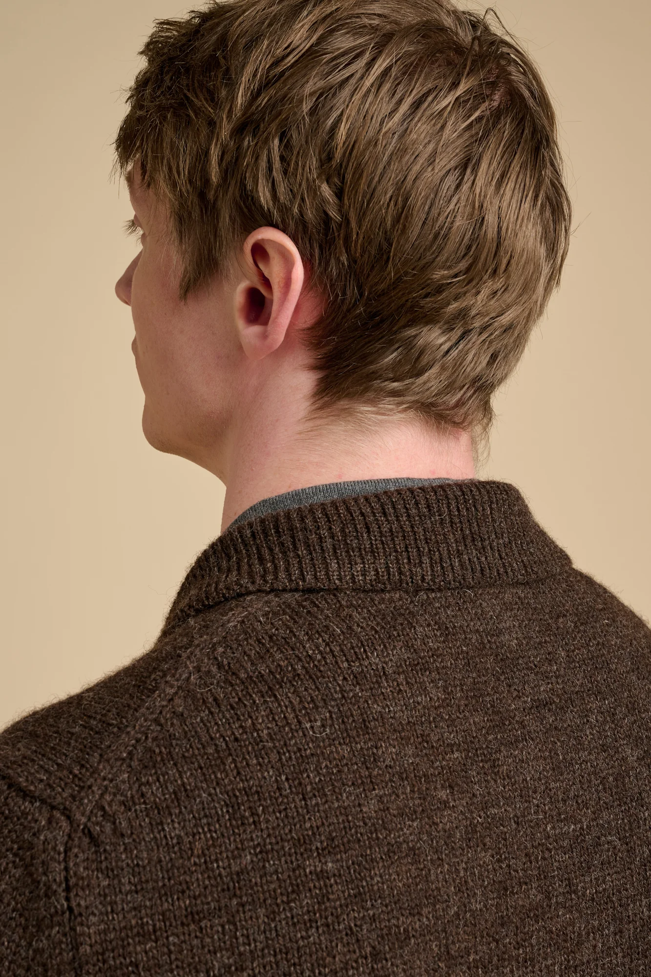 Mens Austwick Knitted Jacket Brown - Image 6