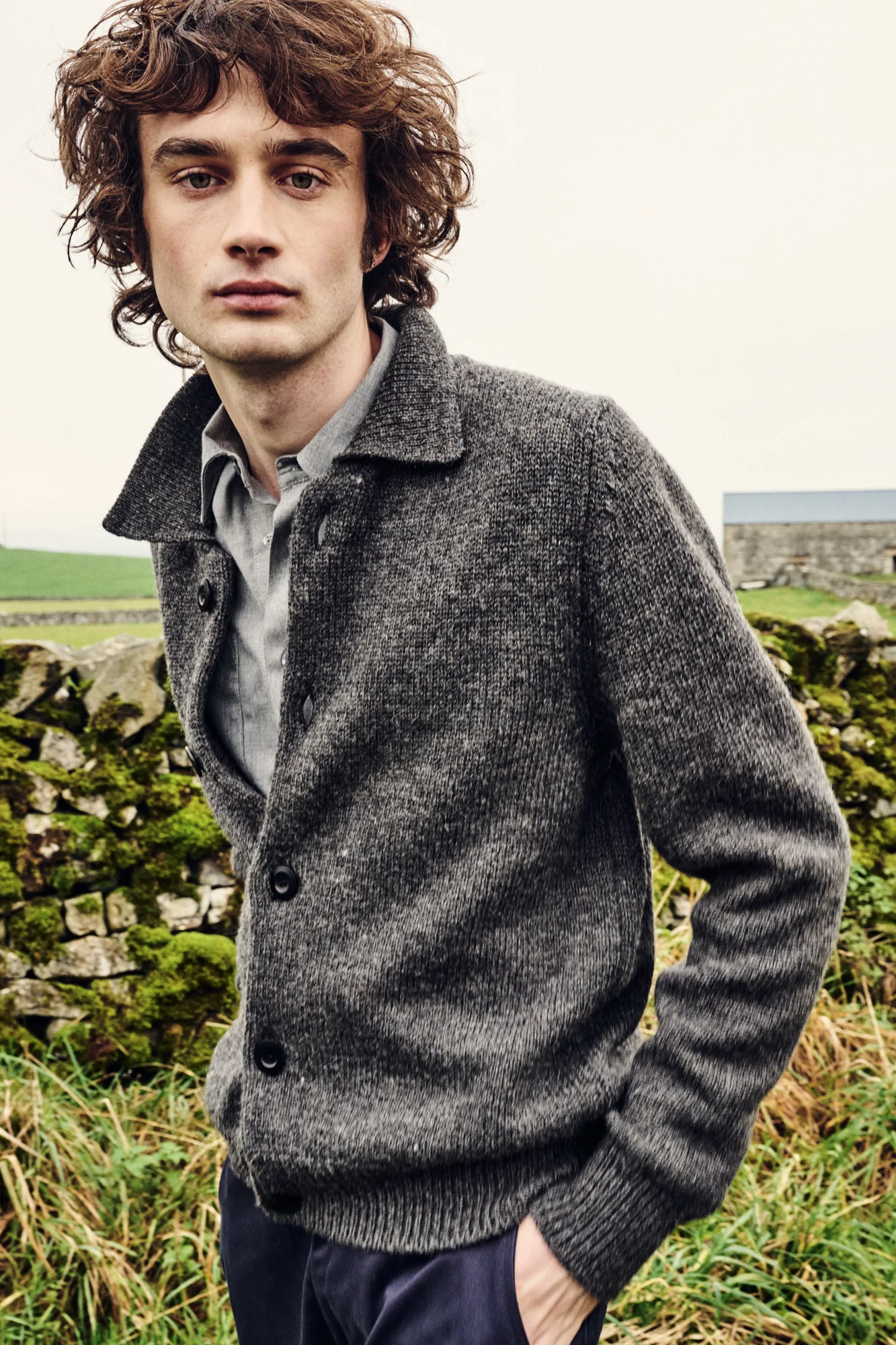 Mens Austwick Knitted Jacket Charcoal - Image 2