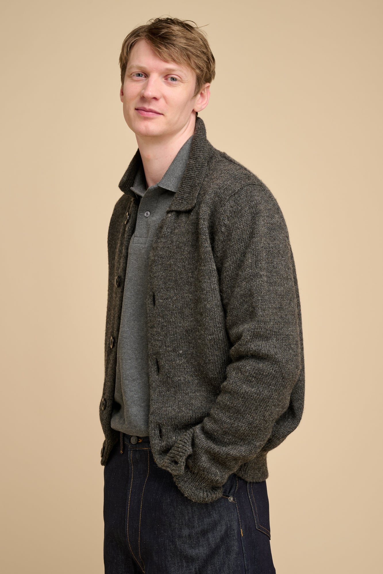 Mens Austwick Knitted Jacket Charcoal - Image 3