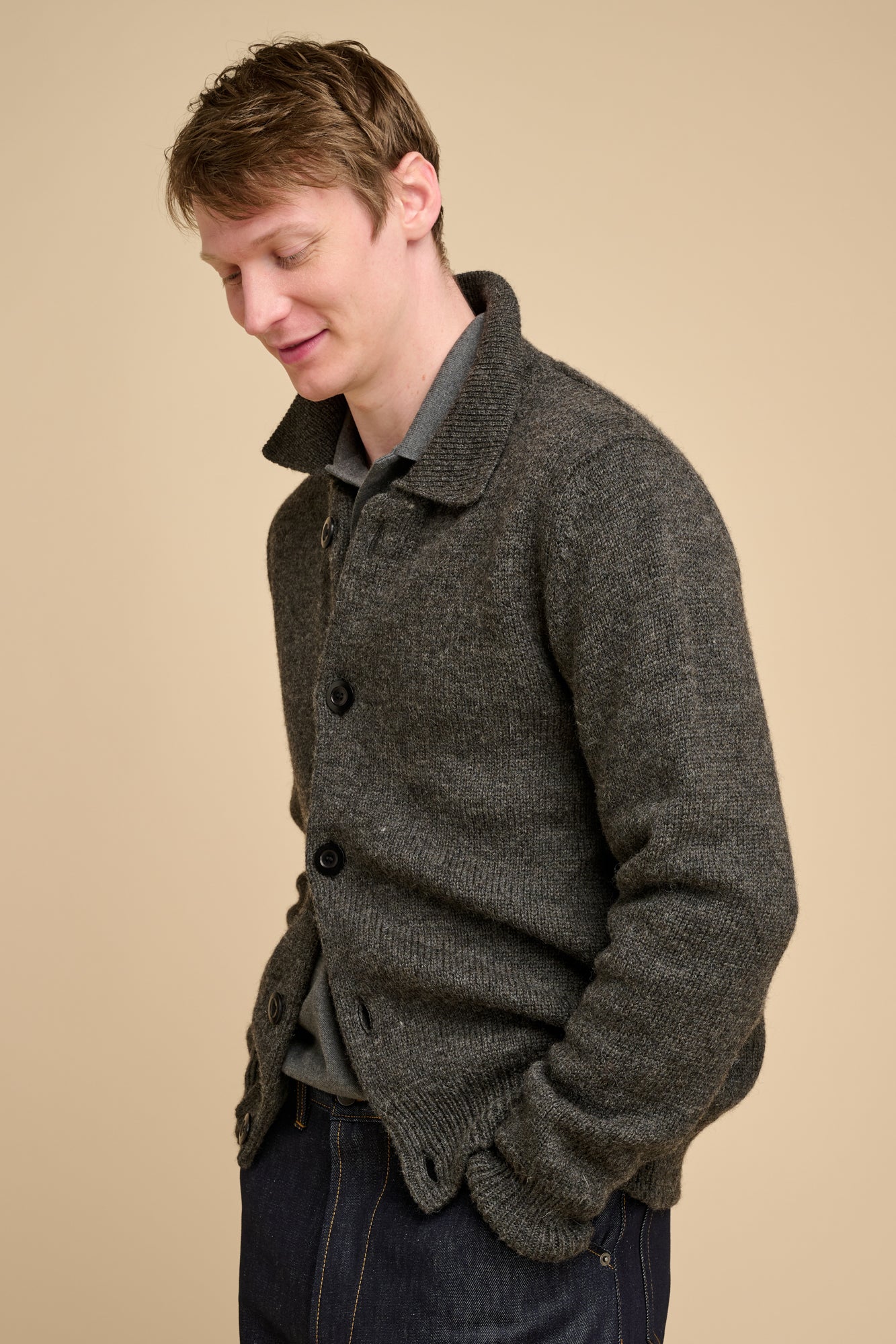 Mens Austwick Knitted Jacket Charcoal - Image 5