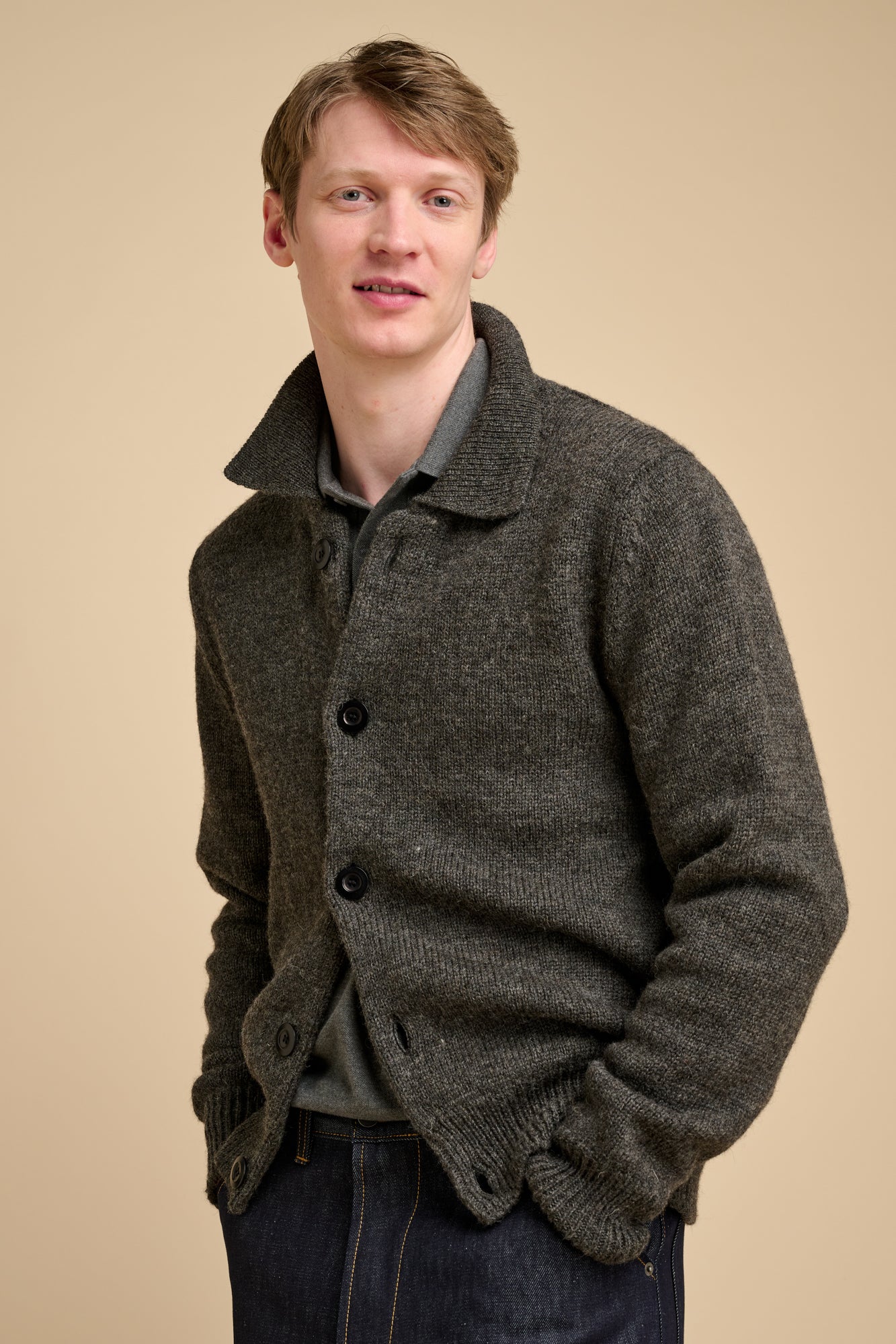 Mens Austwick Knitted Jacket Charcoal - Image 6