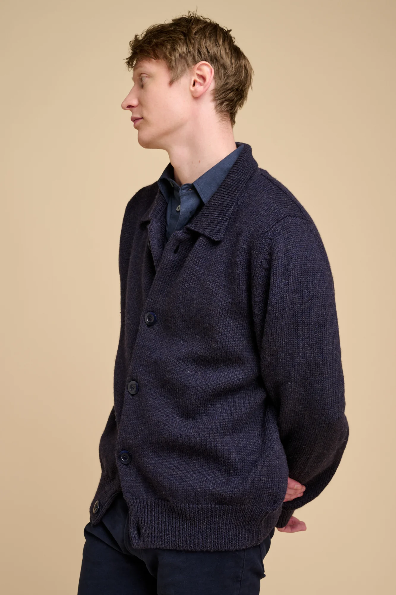 Mens Austwick Knitted Jacket Navy - Image 2