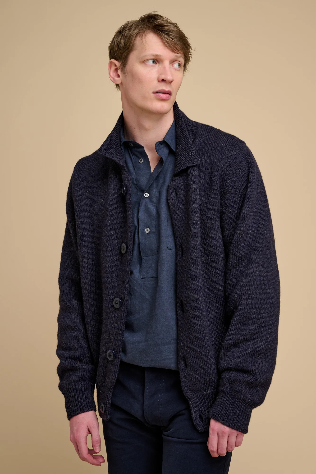 Mens Austwick Knitted Jacket Navy - Image 3