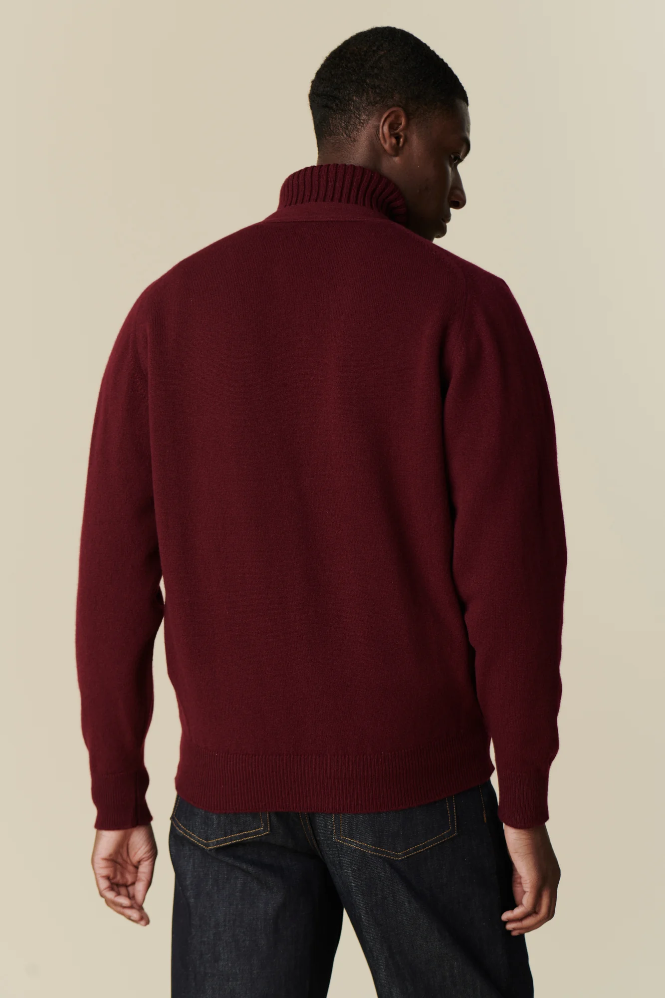 Men's Lambswool Cardigan - Burgundy - Image 3