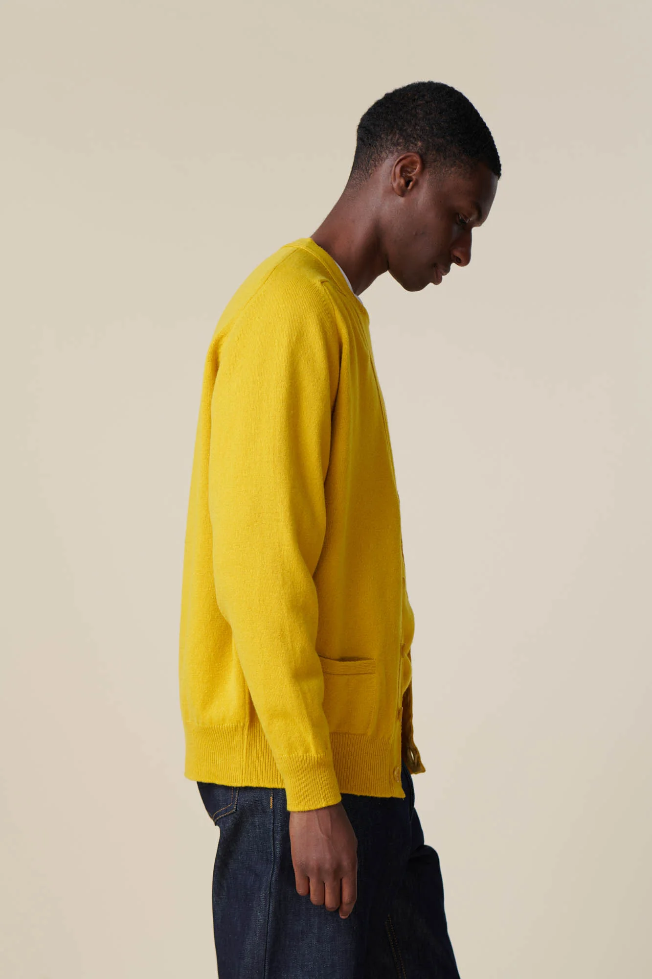 Men's Lambswool Cardigan - Piccalilli Yellow - Image 3