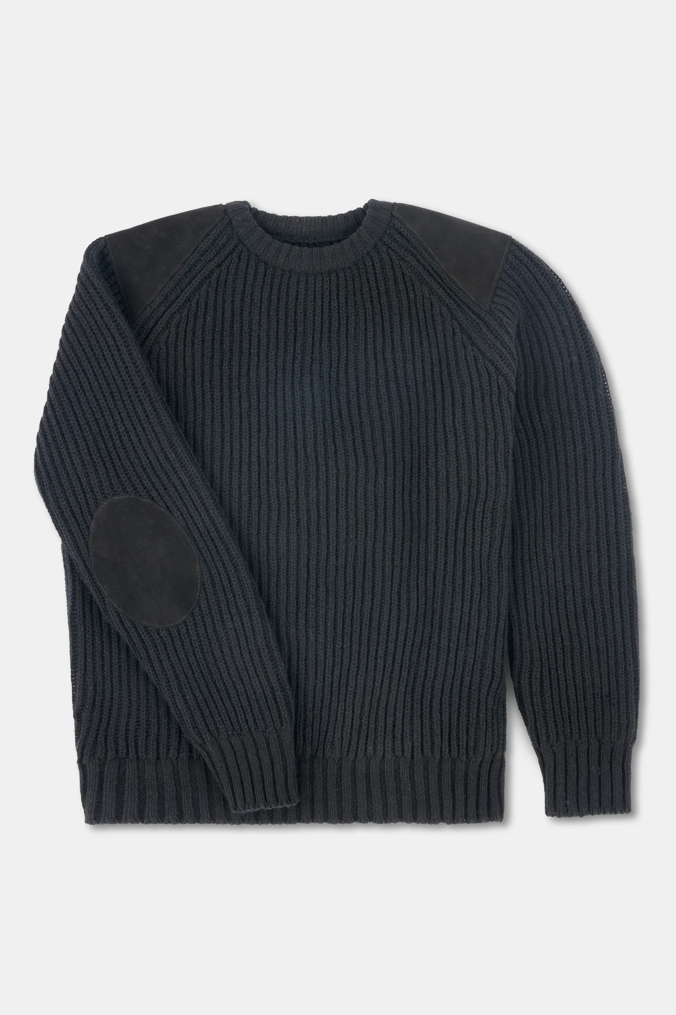 Men's Lambswool Fisherman Ribbed Jumper- Black - Image 7