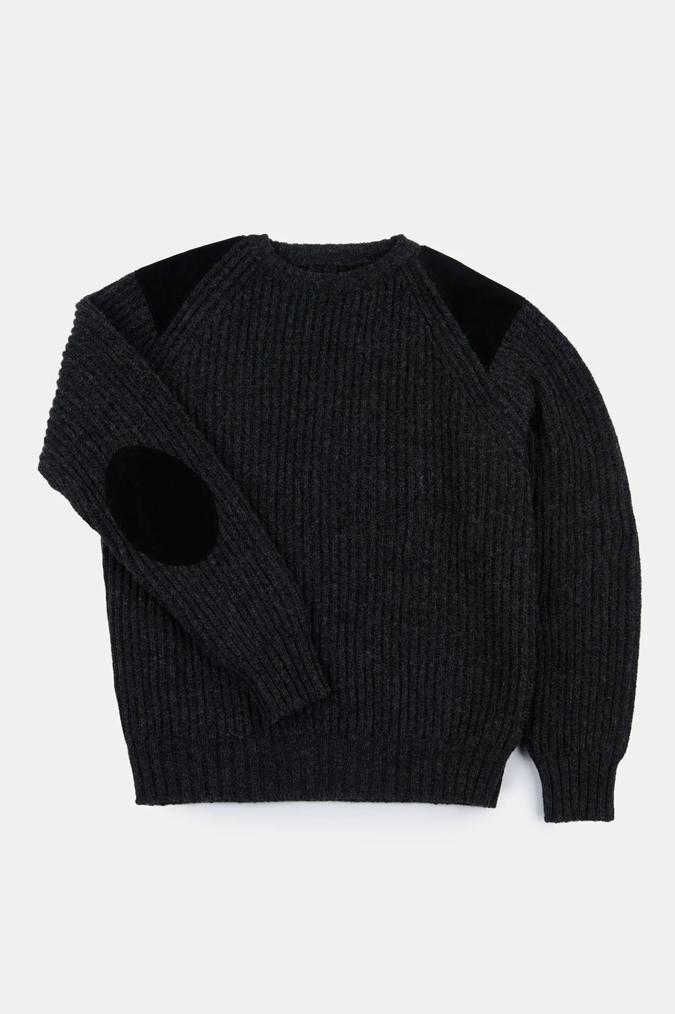Men's Lambswool Fisherman Ribbed Jumper - Charcoal - Image 4