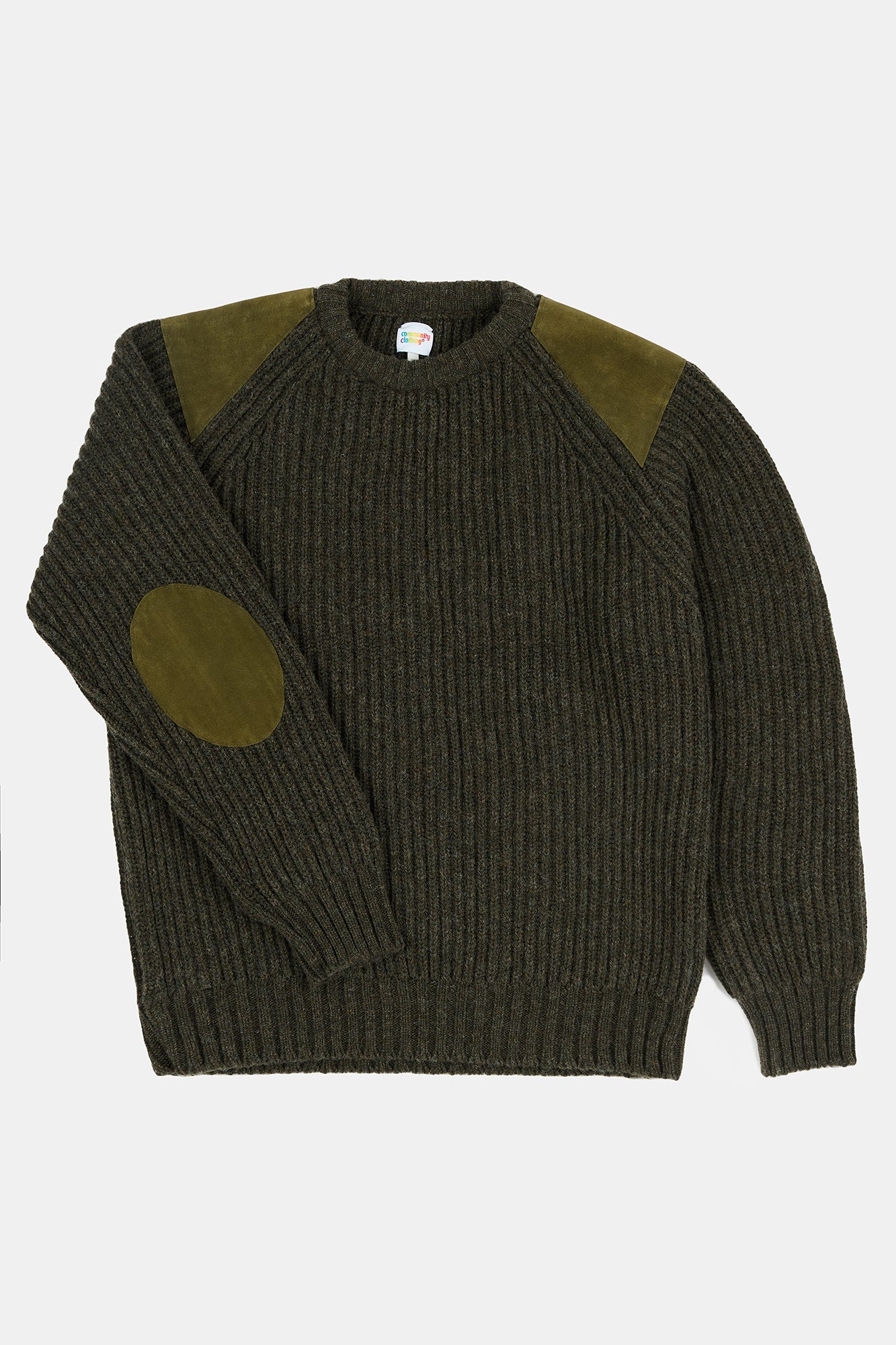 Men's Lambswool Fisherman Ribbed Jumper - Dark Olive - Image 5