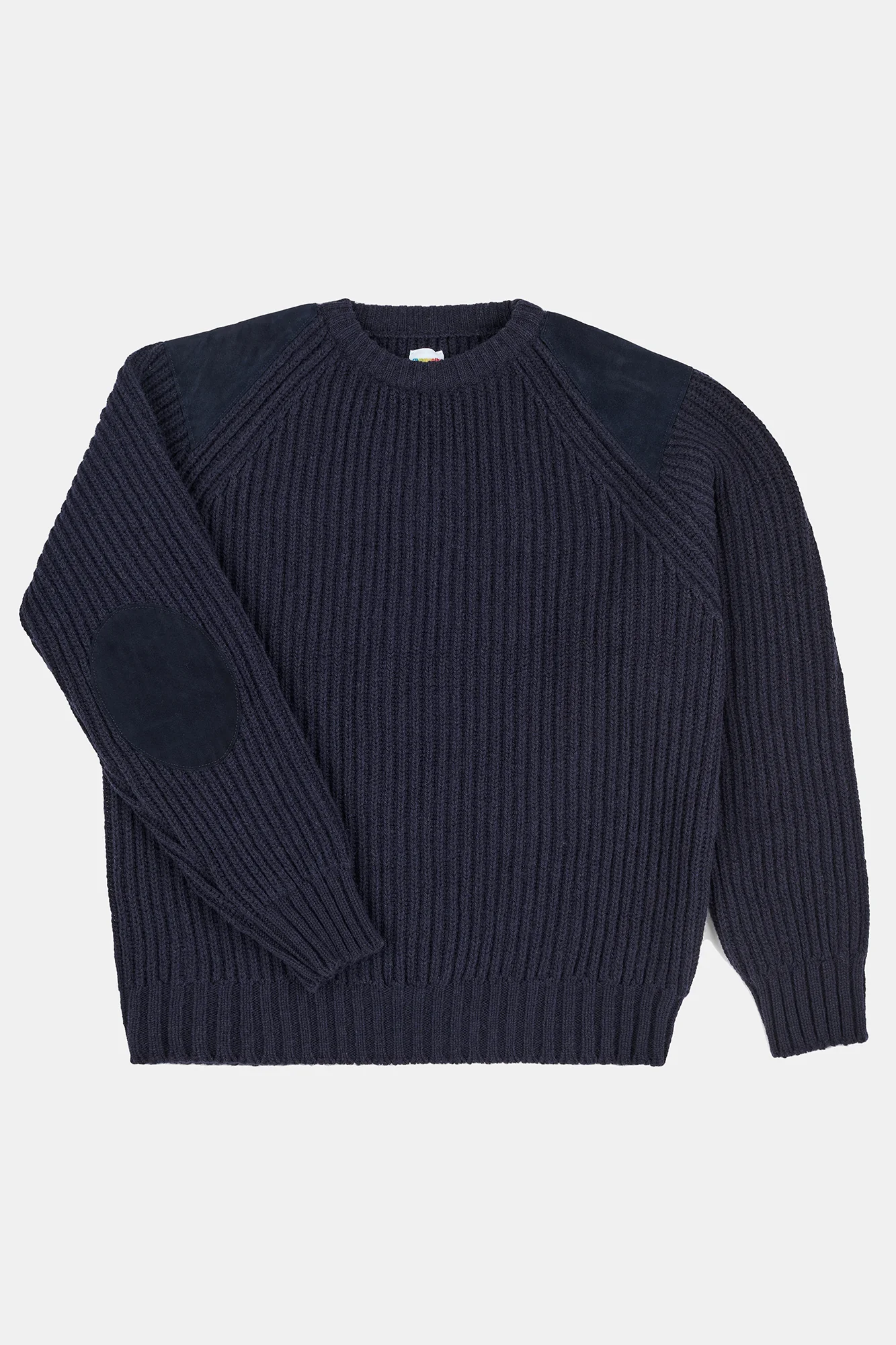 Men's Lambswool Fisherman Ribbed Jumper - Navy - Image 5