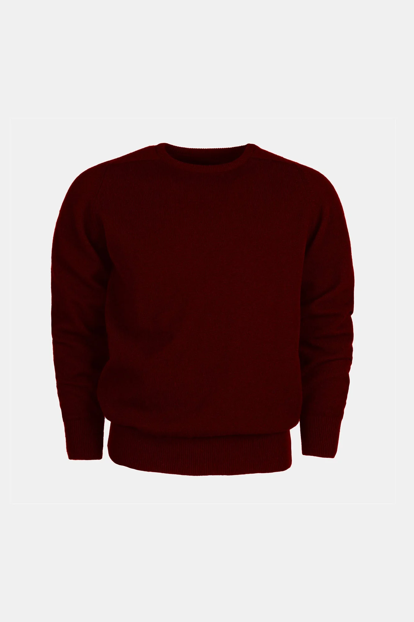 Men's Lambswool Saddle Shoulder Crew Neck - Burgundy - Image 3