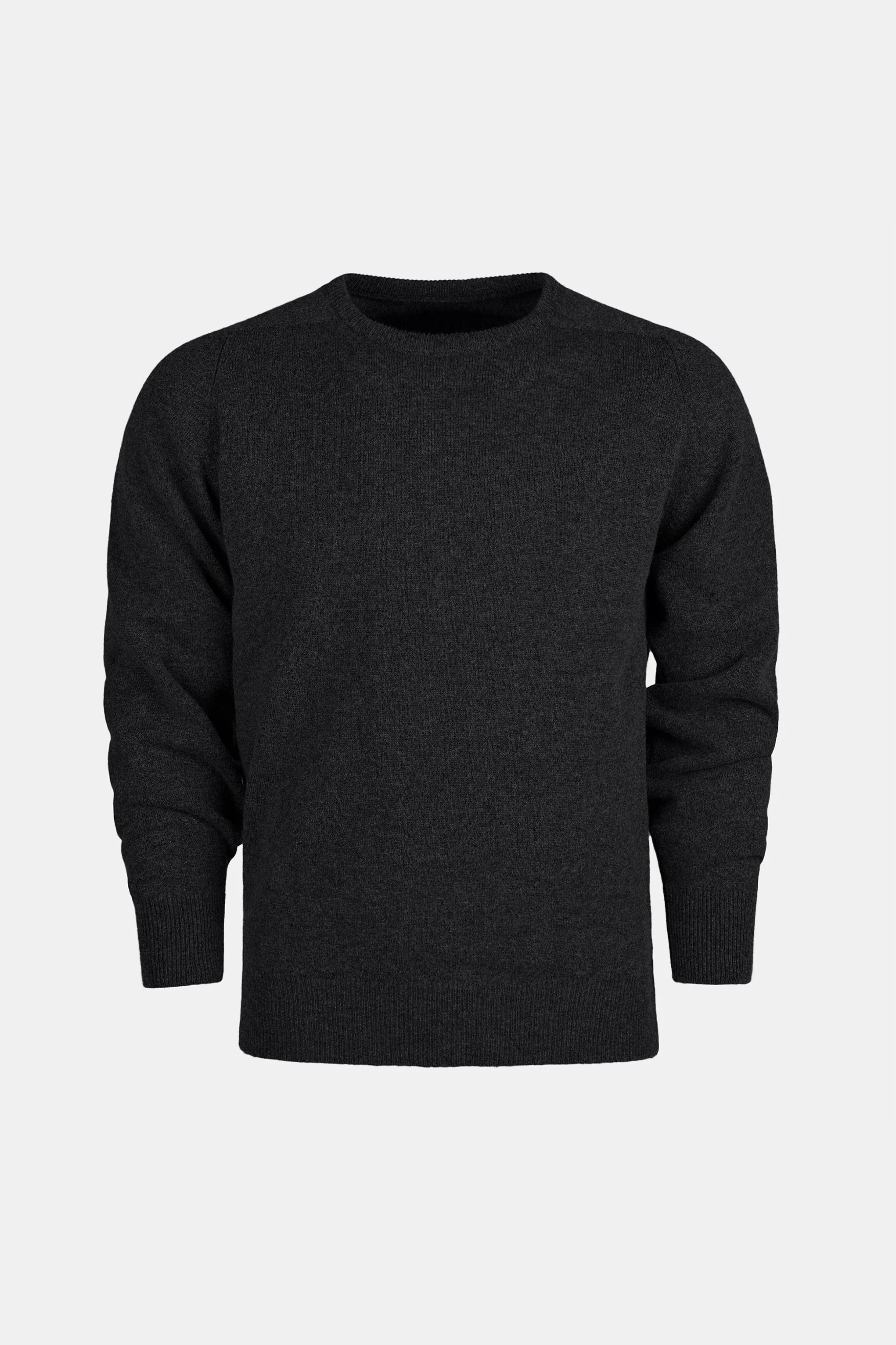 Men's Lambswool Saddle Shoulder Crew Neck - Charcoal - Image 4