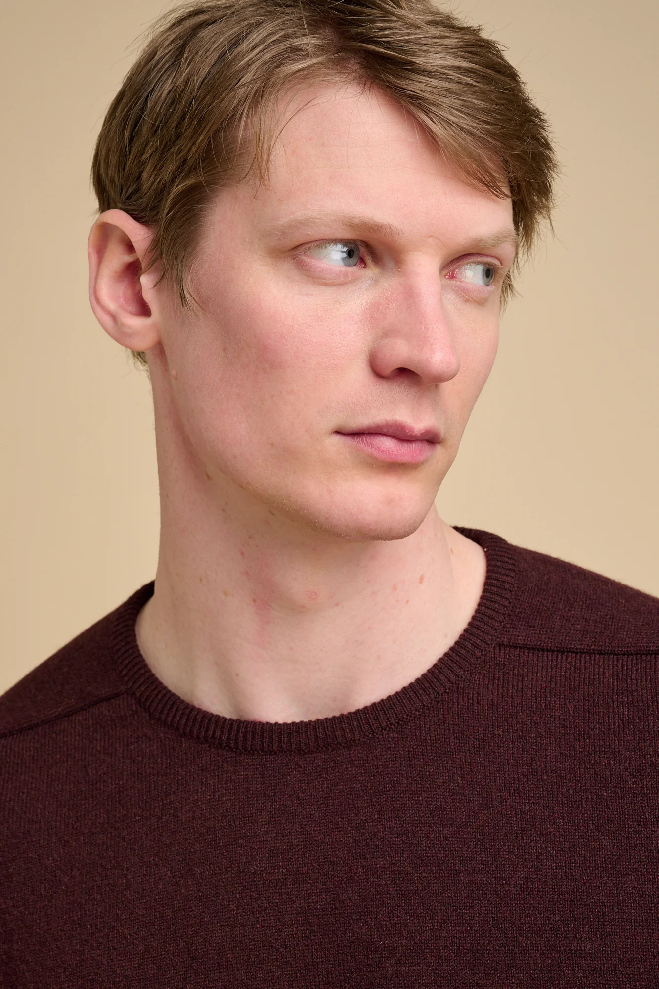 Men's Lambswool Saddle Shoulder Crew Neck - Chocolate - Image 4